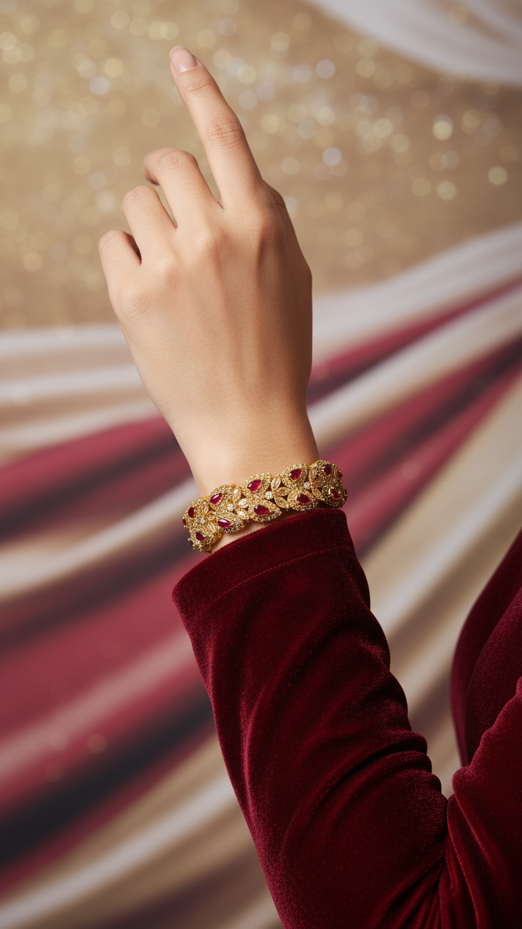 Bracelete Folheado Semi Joia Dourado #1006