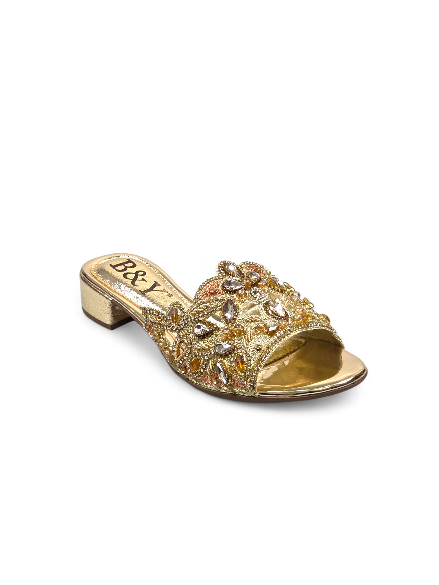 Tamanco 9278 Dourado Salto Bloco 3 cm