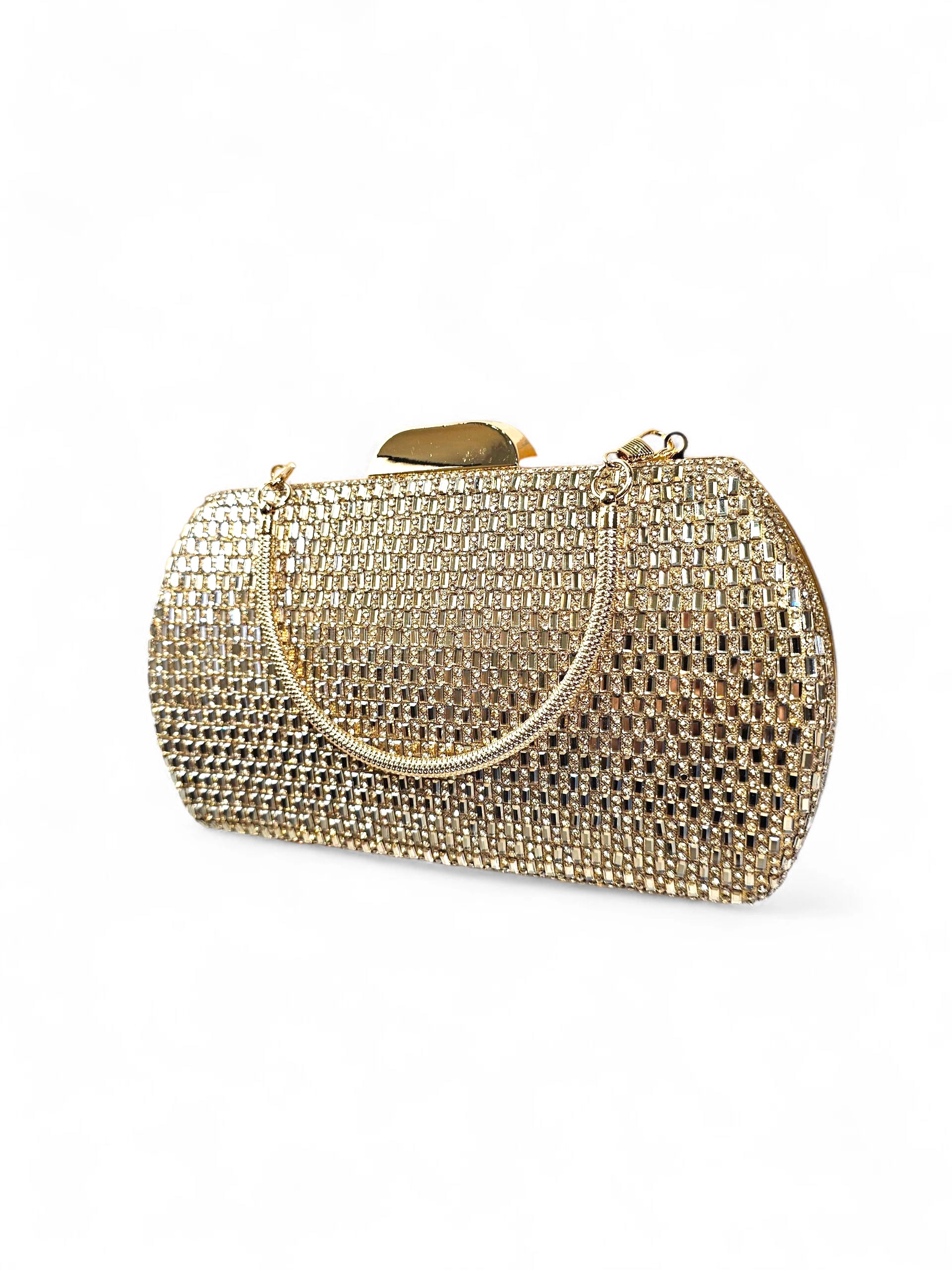 Bolsa Clutch Cristal Dourada 1022