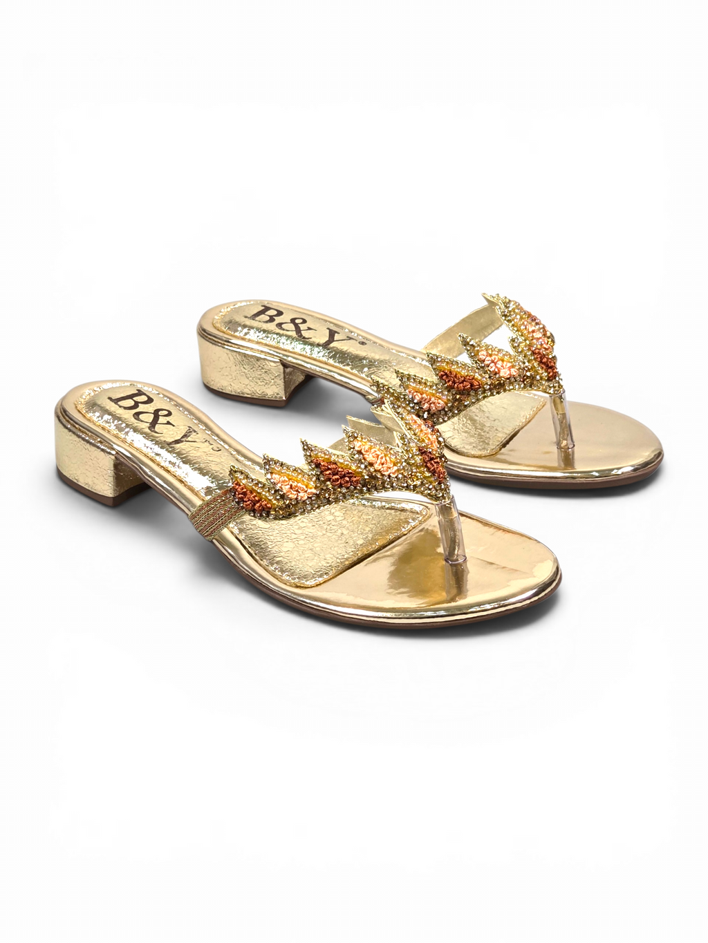 Chinelo 9835 Dourado Salto Bloco 3 cm