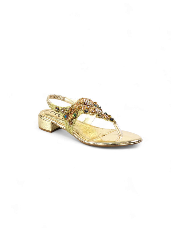 Sandália 9749 Dourado Com Salto Bloco 3cm