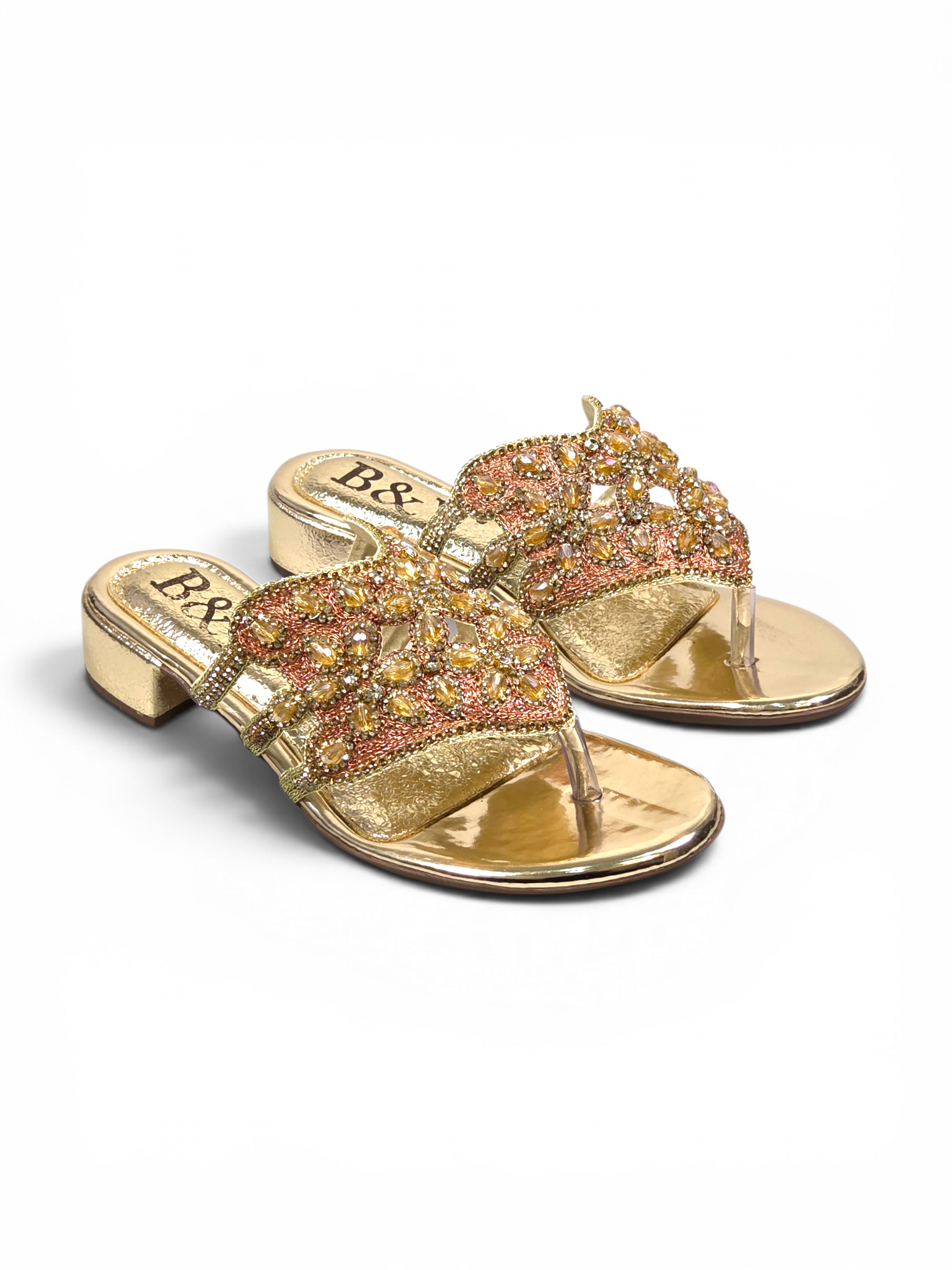 Chinelo 9836 Dourado Salto Bloco 3 cm