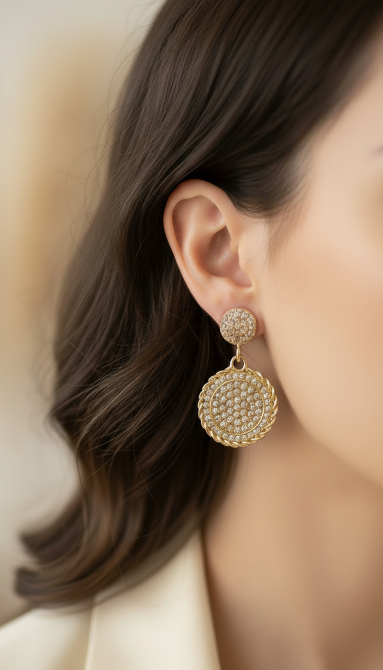 Brinco Cristal Zirconia Dourado 068