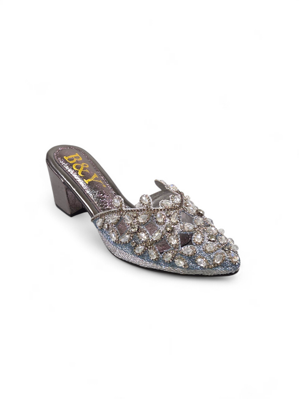 Mule 9183 Prata Salto Médio 6 cm