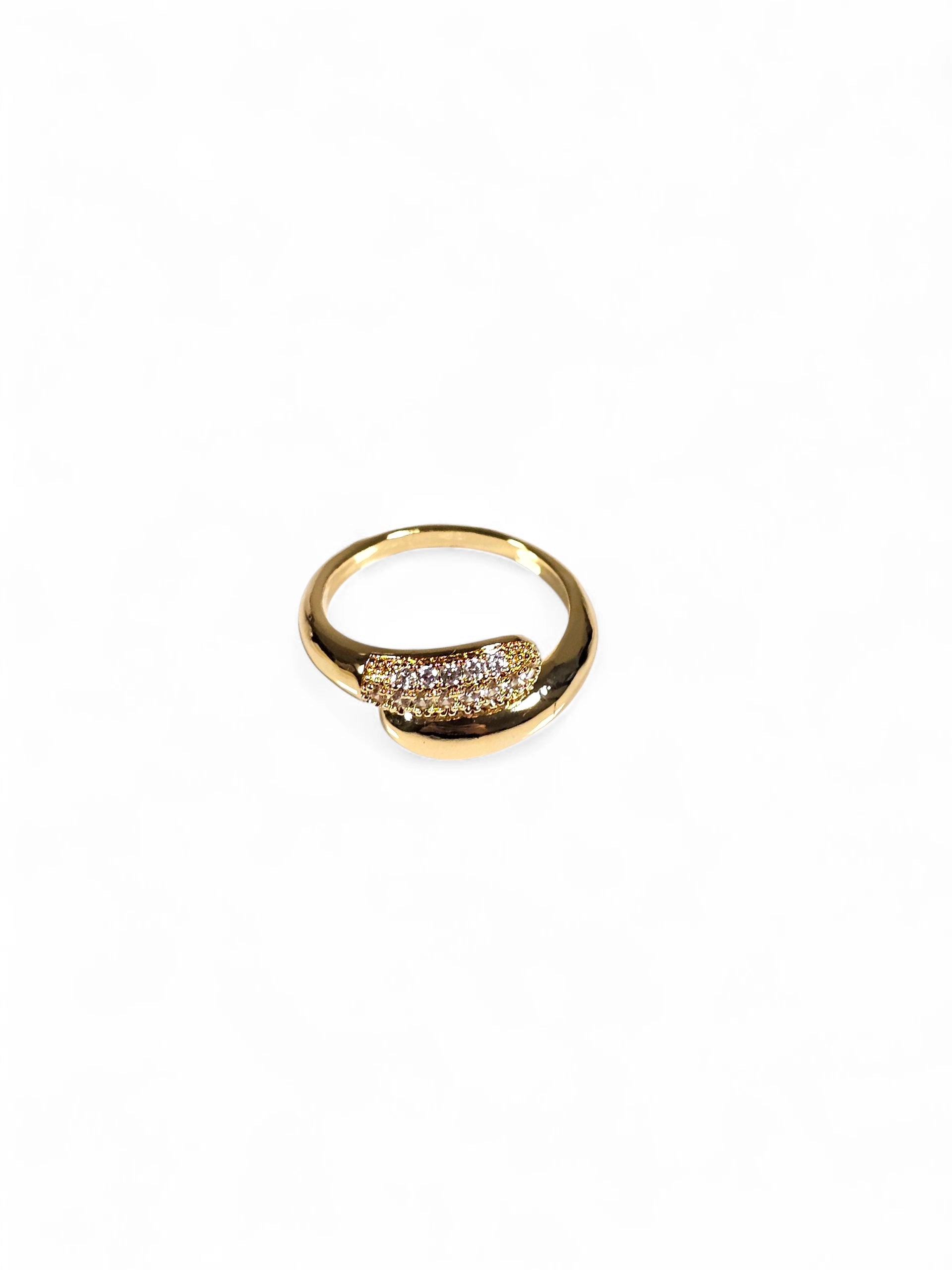 Anel Cristal Zirconia Dourada 009
