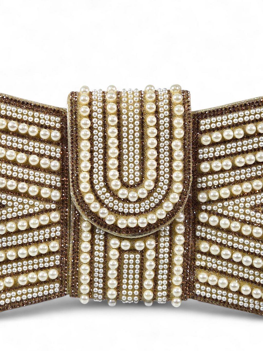 Carteira Luxo Cristal Perolas Dourada 1037