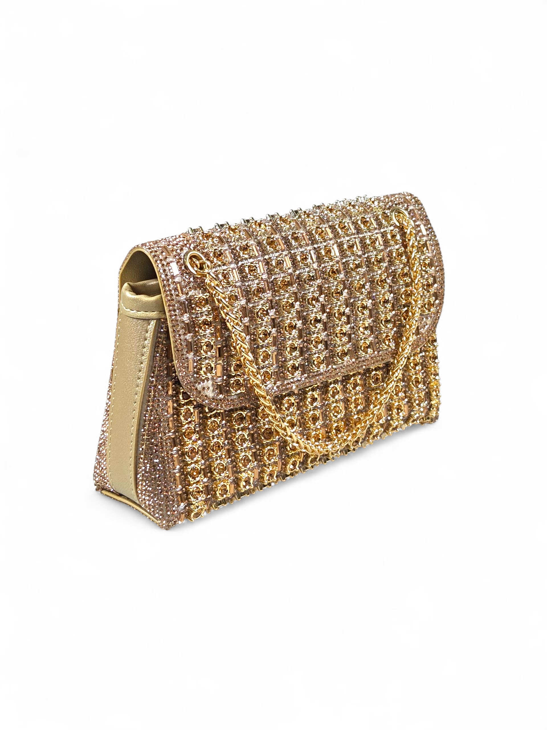 Bolsa Luxo Cristal Dourada 1045