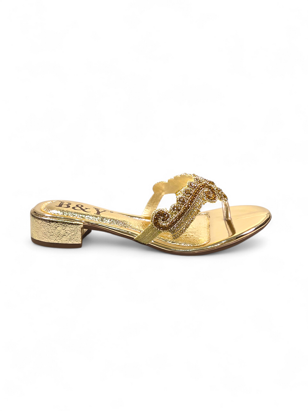 Chinelo 3047 Dourado Salto Bloco