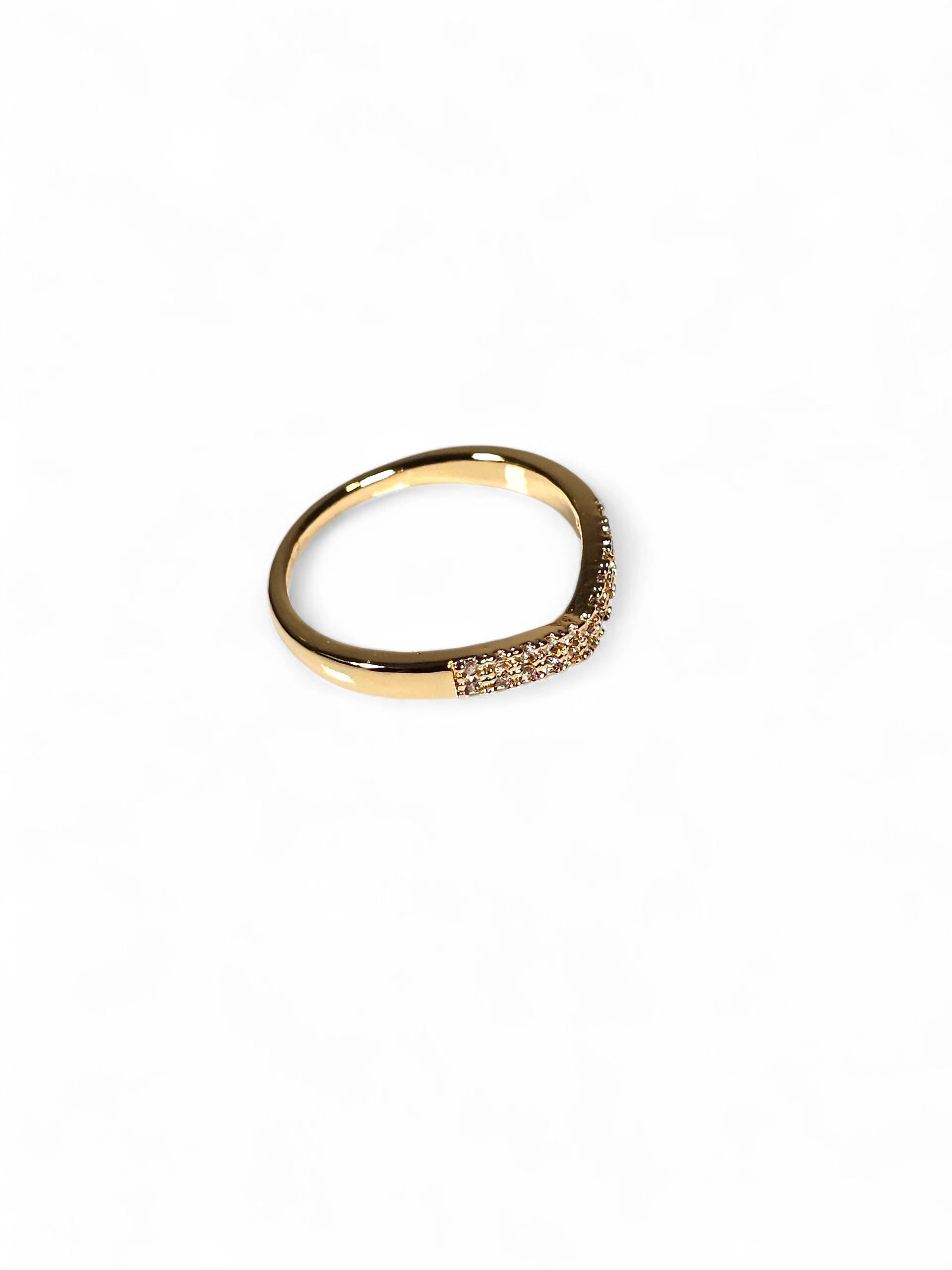 Anel Cristal Zirconia Dourada 011