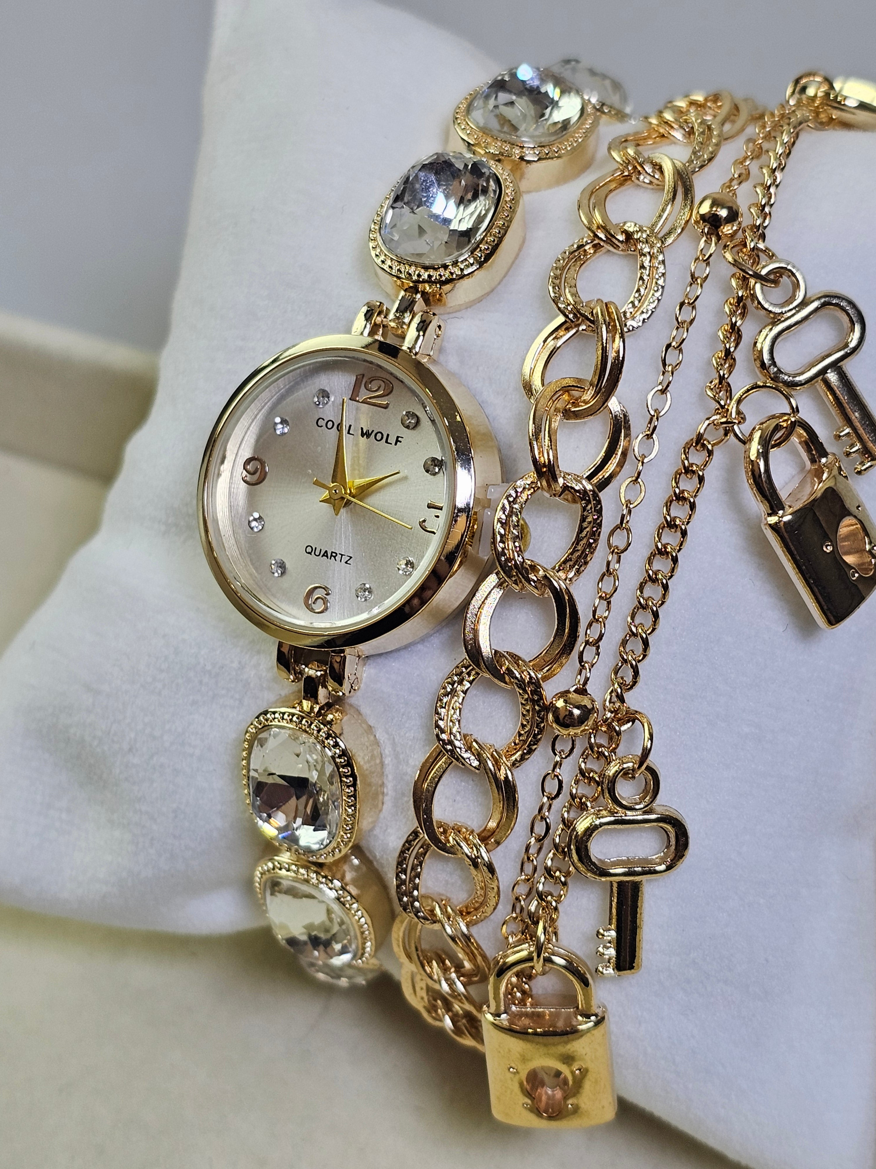 Relógio Prova d’Água com Pulseira Folheada 027