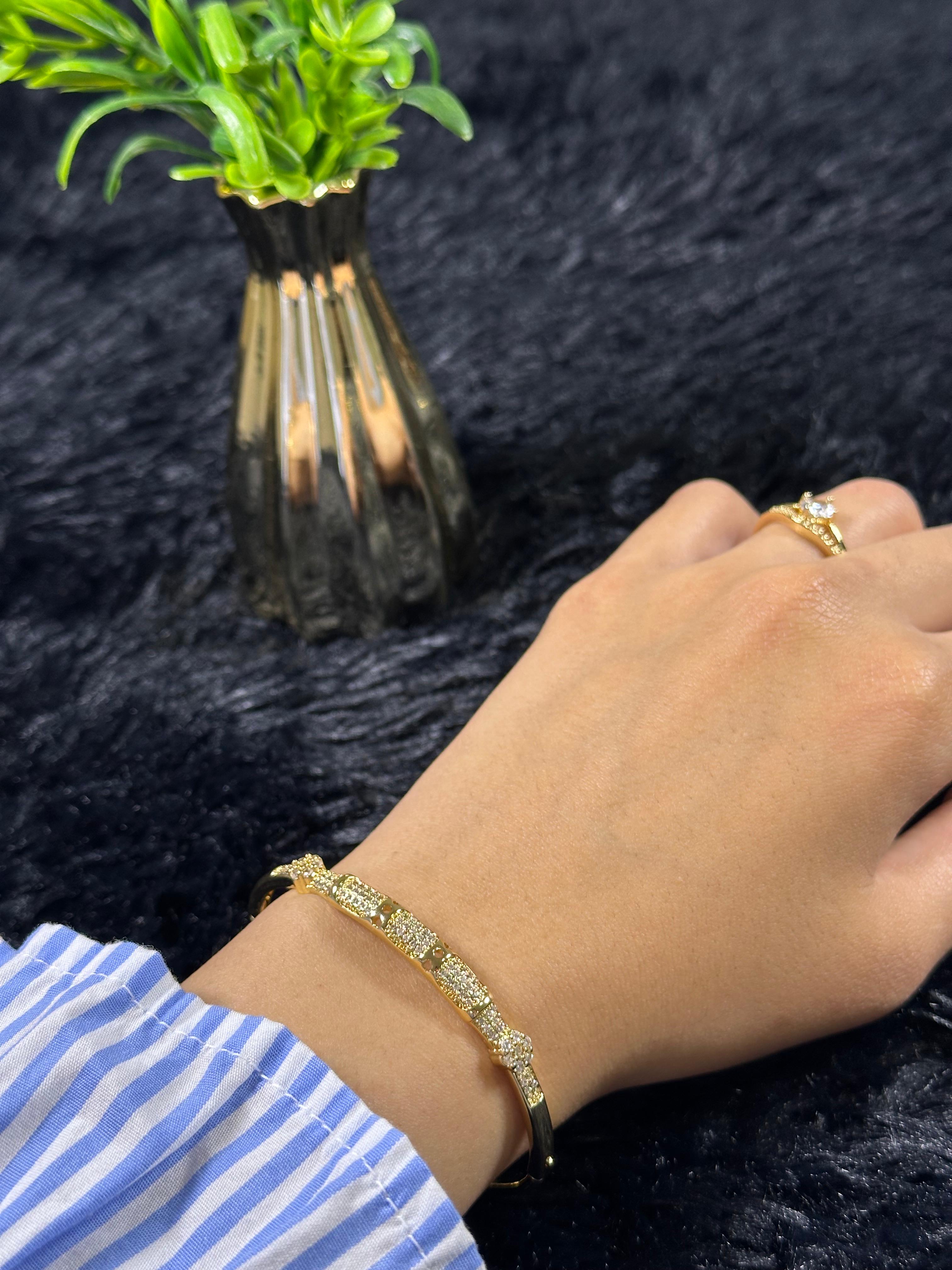 Pulseira Cristal Zirconia Dourada 017