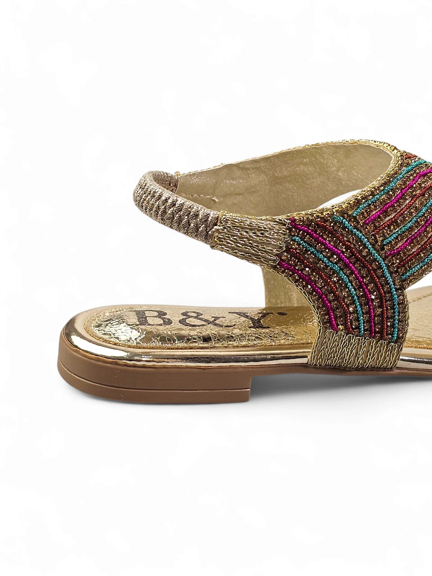 Sandália 6014 Dourado Colorido Sem Salto