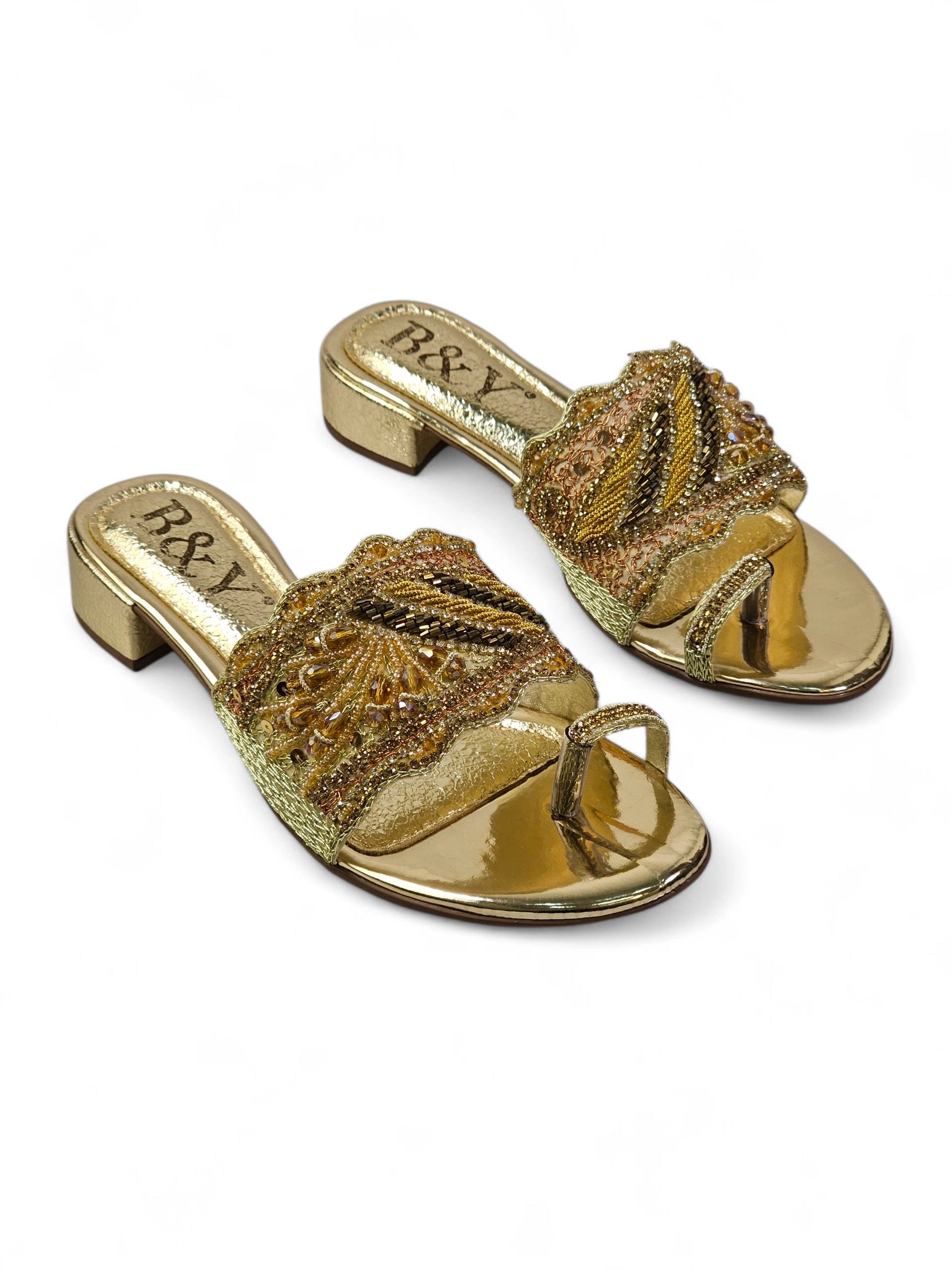 Tamanco 9431 Dourado Salto Bloco