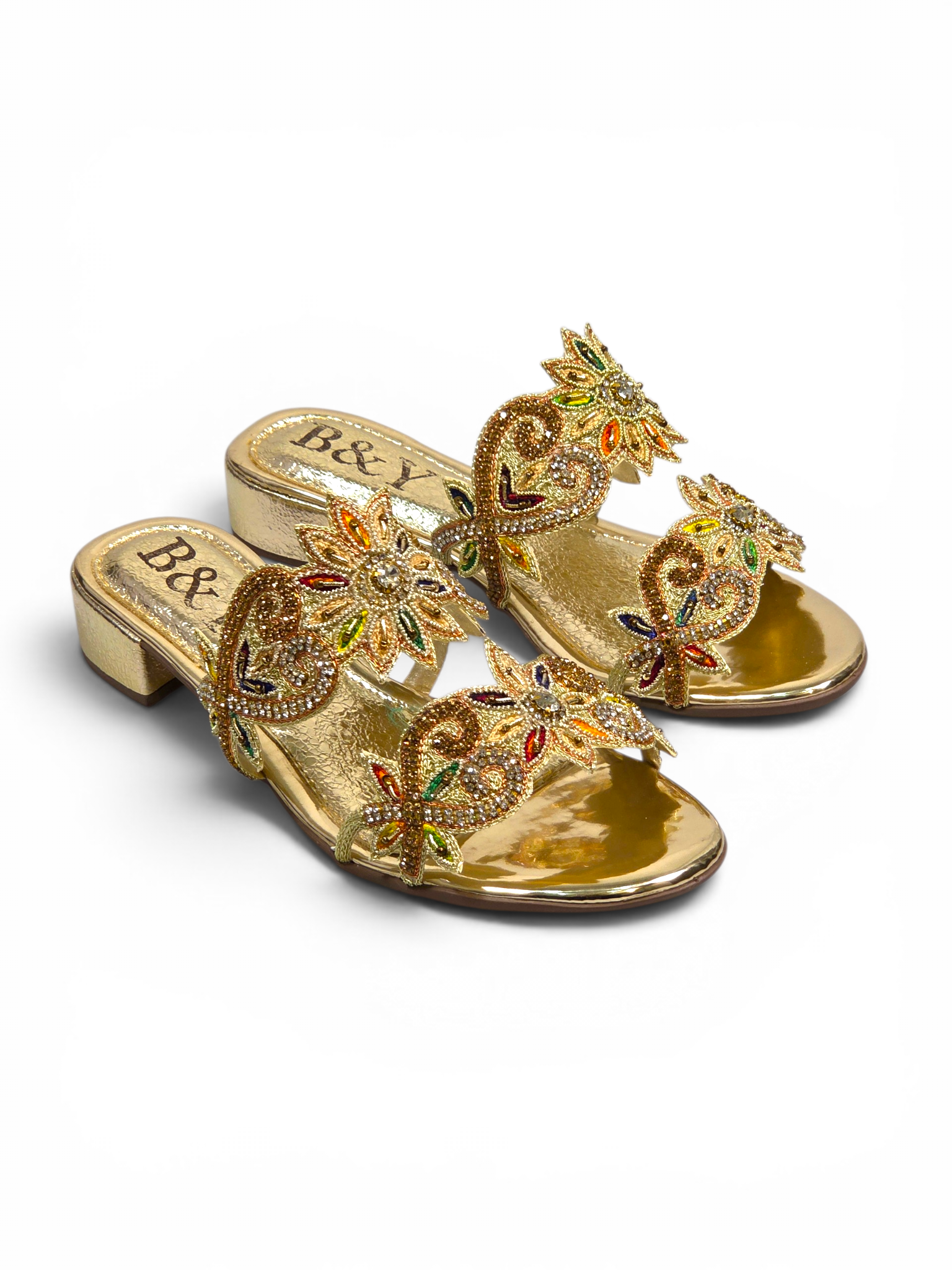 Tamanco 9849 Dourado Salto Baixo 3 cm