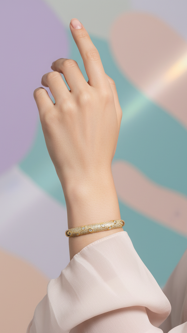 Pulseira Cristal Zirconia Dourada 009