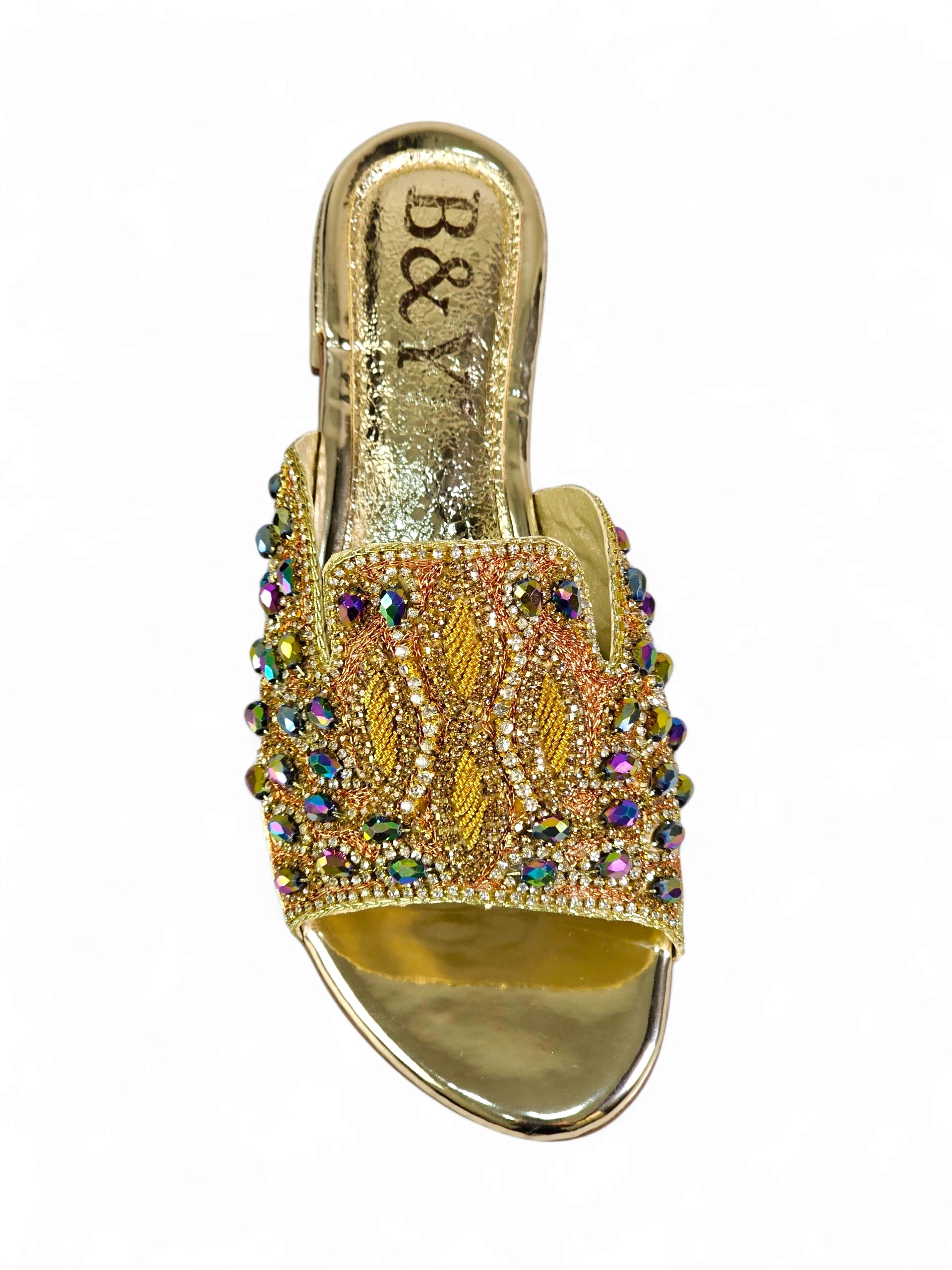 Tamanco 9368 Dourado Salto Bloco