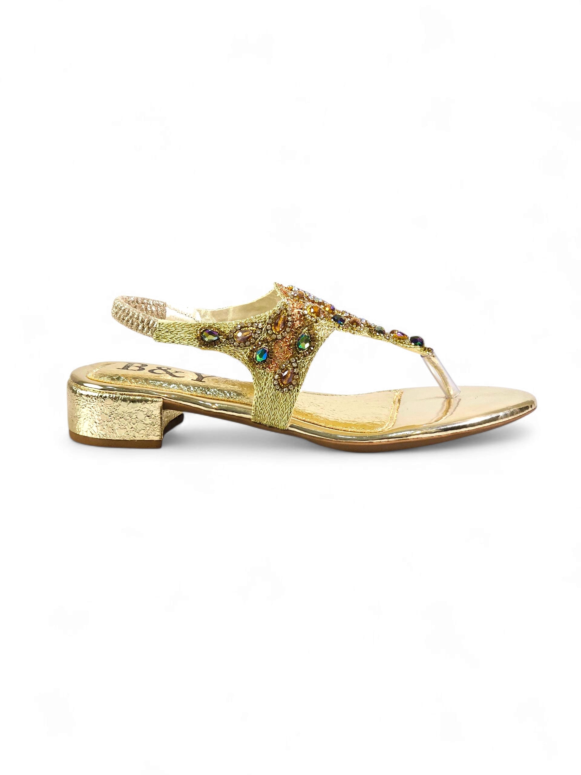Sandália 9749 Dourado Com Salto Bloco 3cm