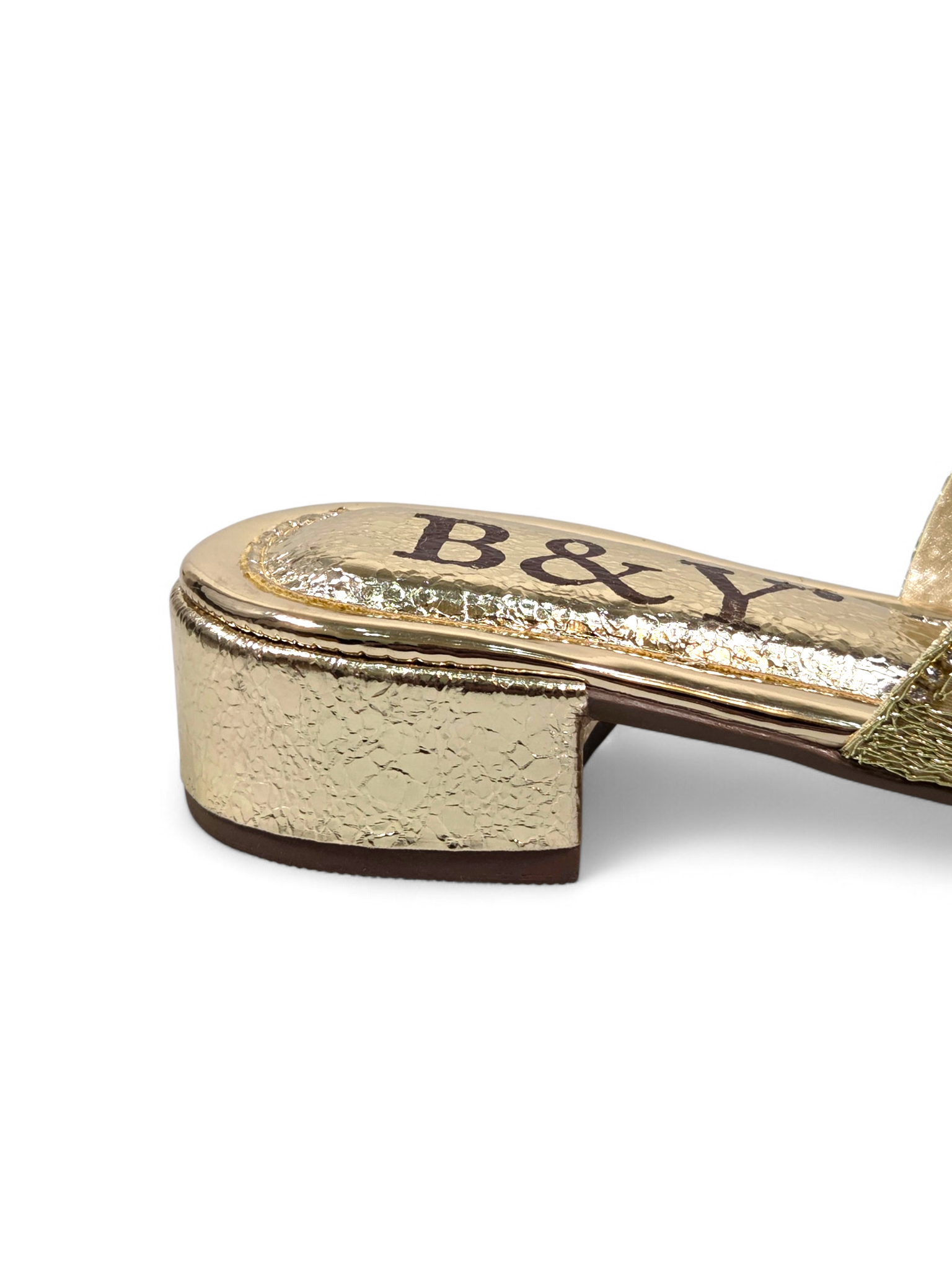 Tamanco 9781 Dourado Salto Bloco 3 cm
