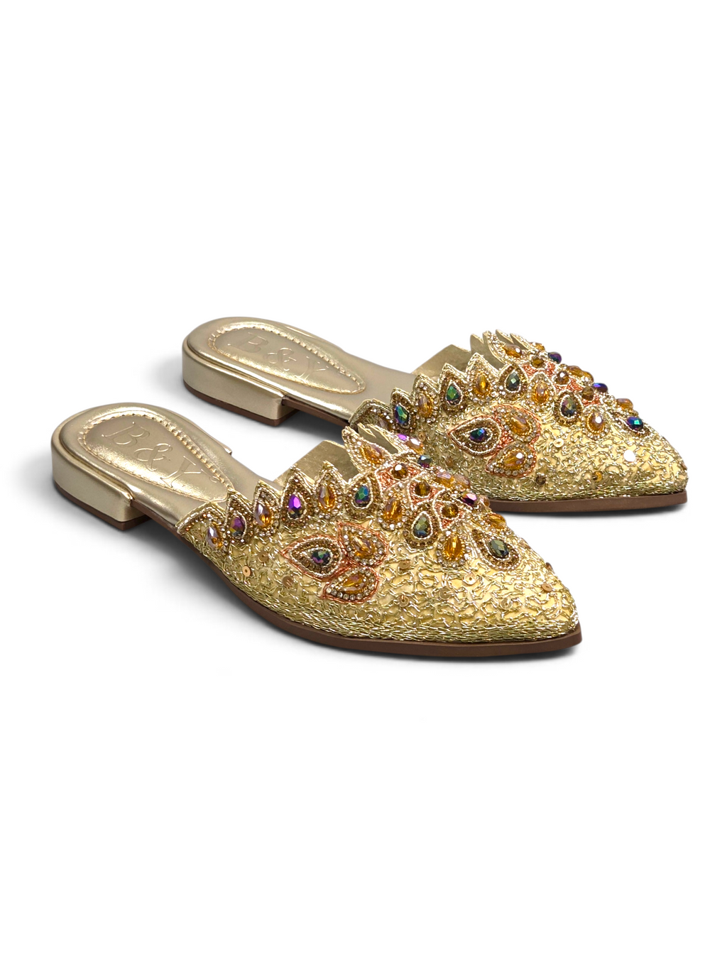 Mule 9419 Dourado Salto Baixo 2 Cm