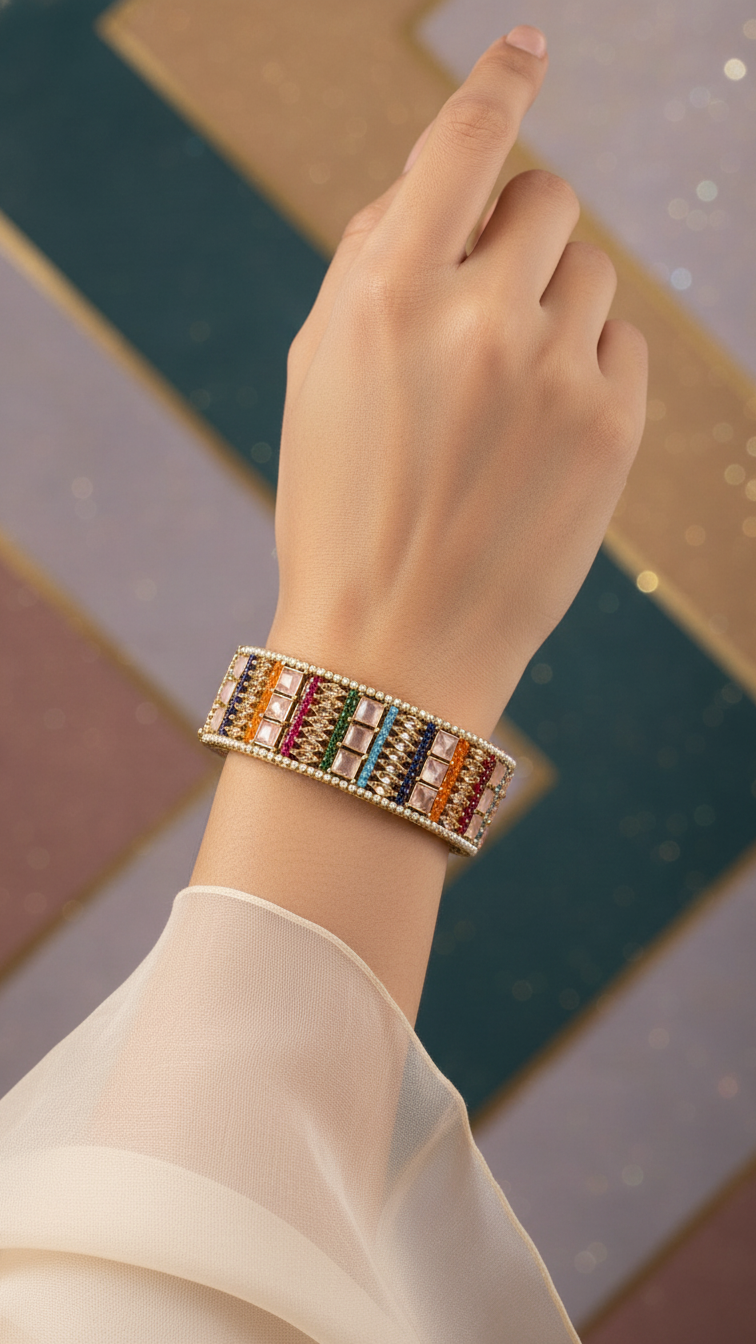 Bracelete Folheado Semi Joia Dourada #1037