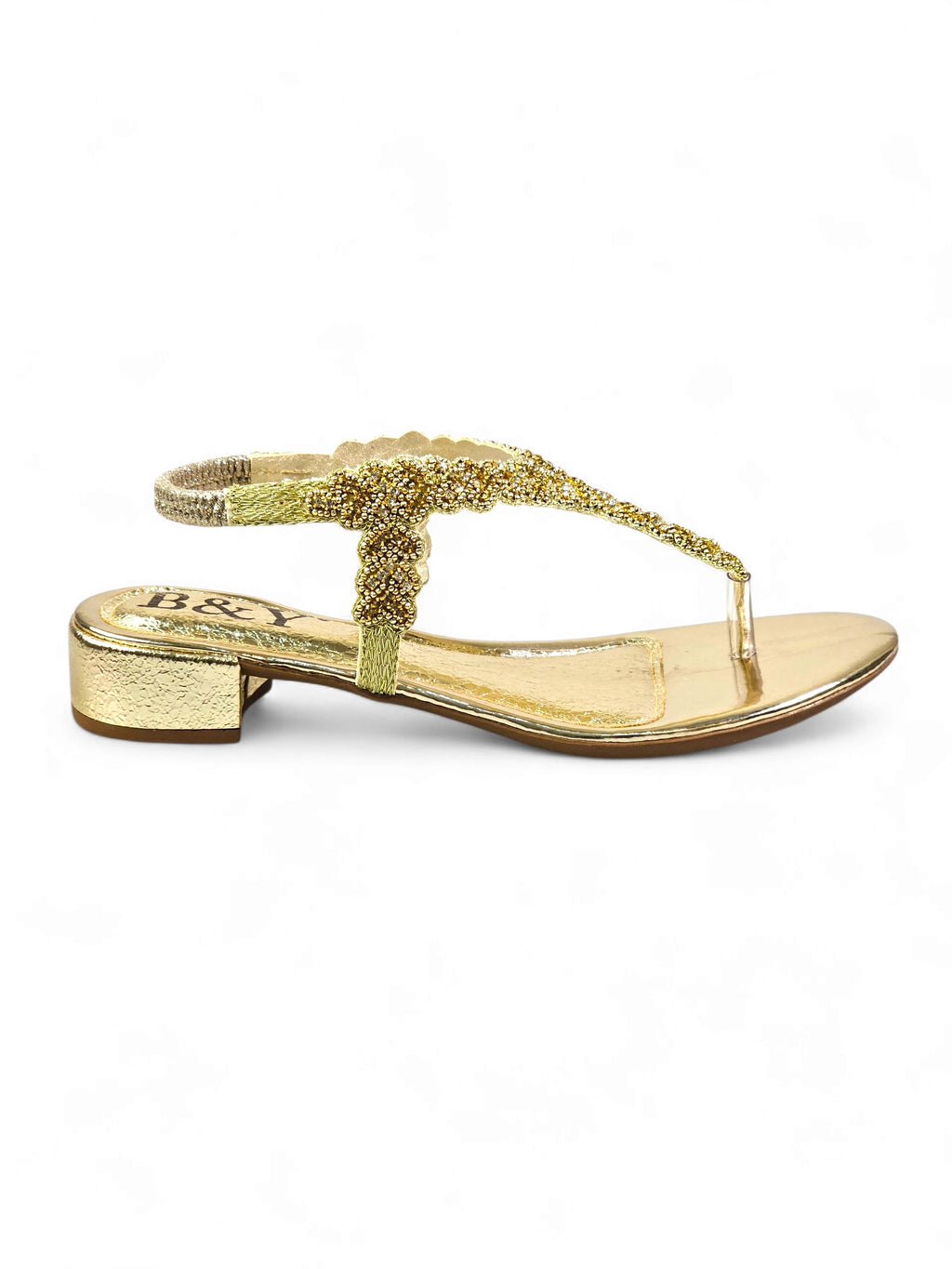Sandália 8022 Dourado Com Salto Bloco 3 cm