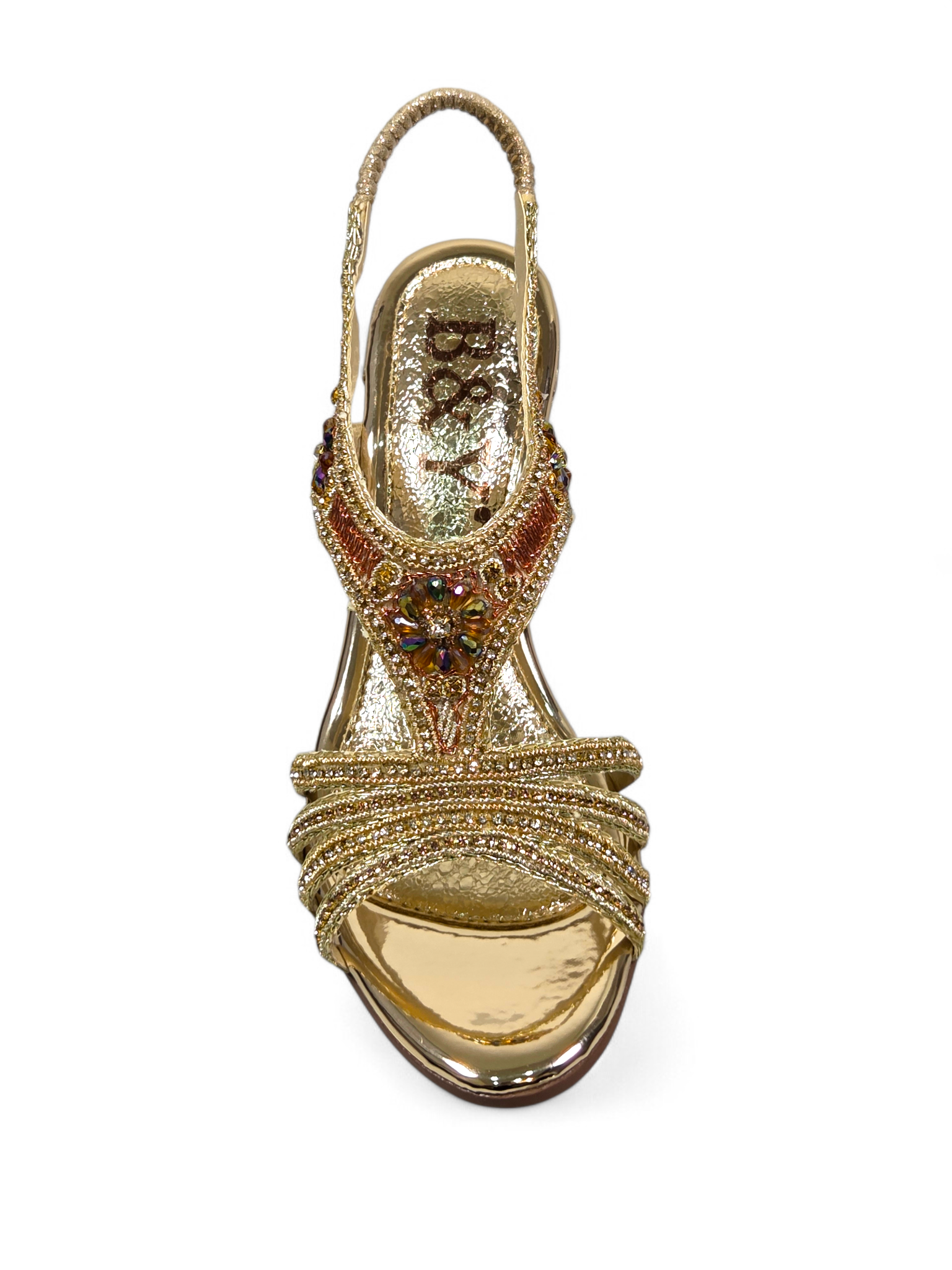 Sandália 9707 Dourado Com Salto 6cm