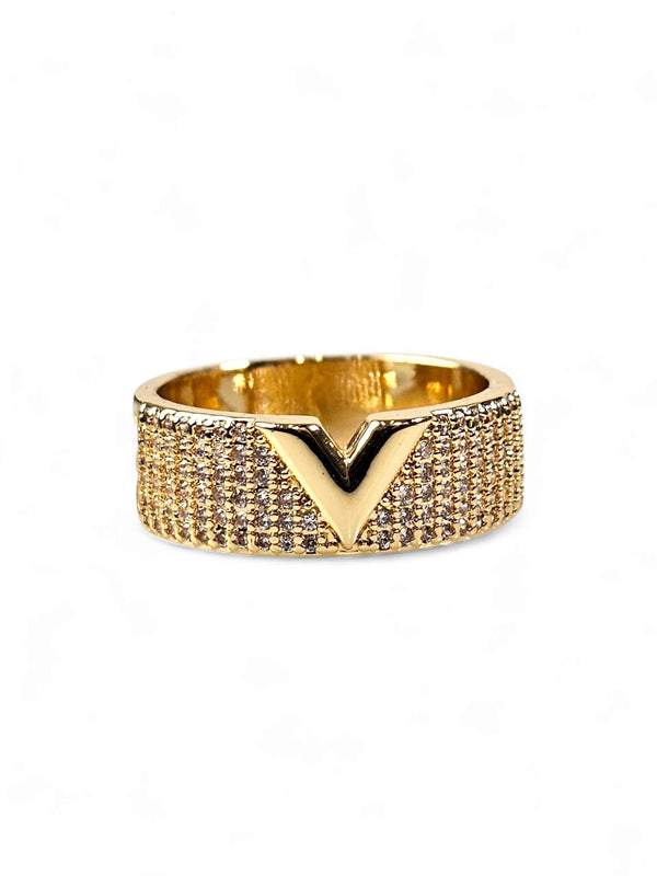 Anel Cristal Zirconia Dourada 002