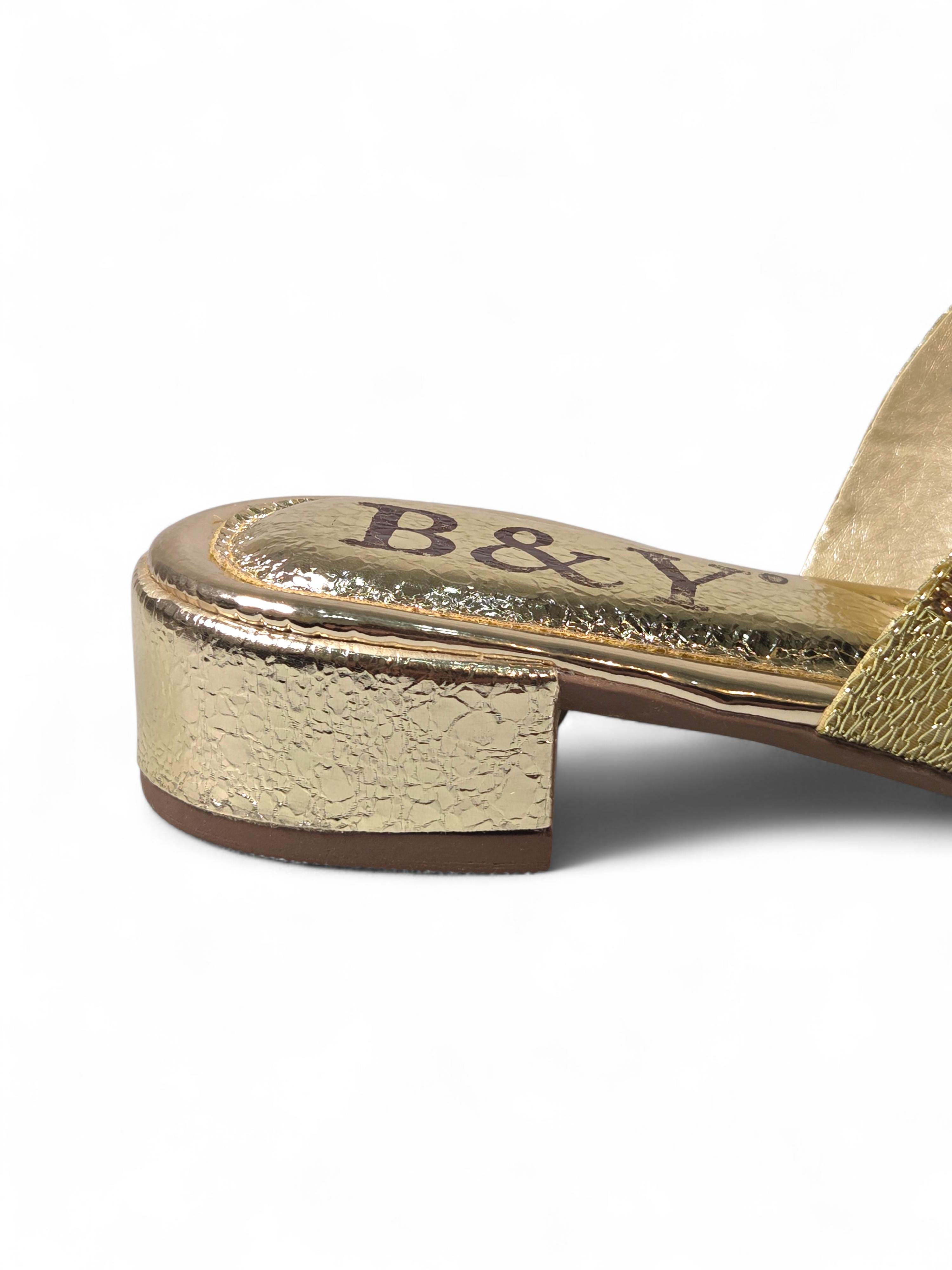 Chinelo 9821 Dourado Salto Bloco