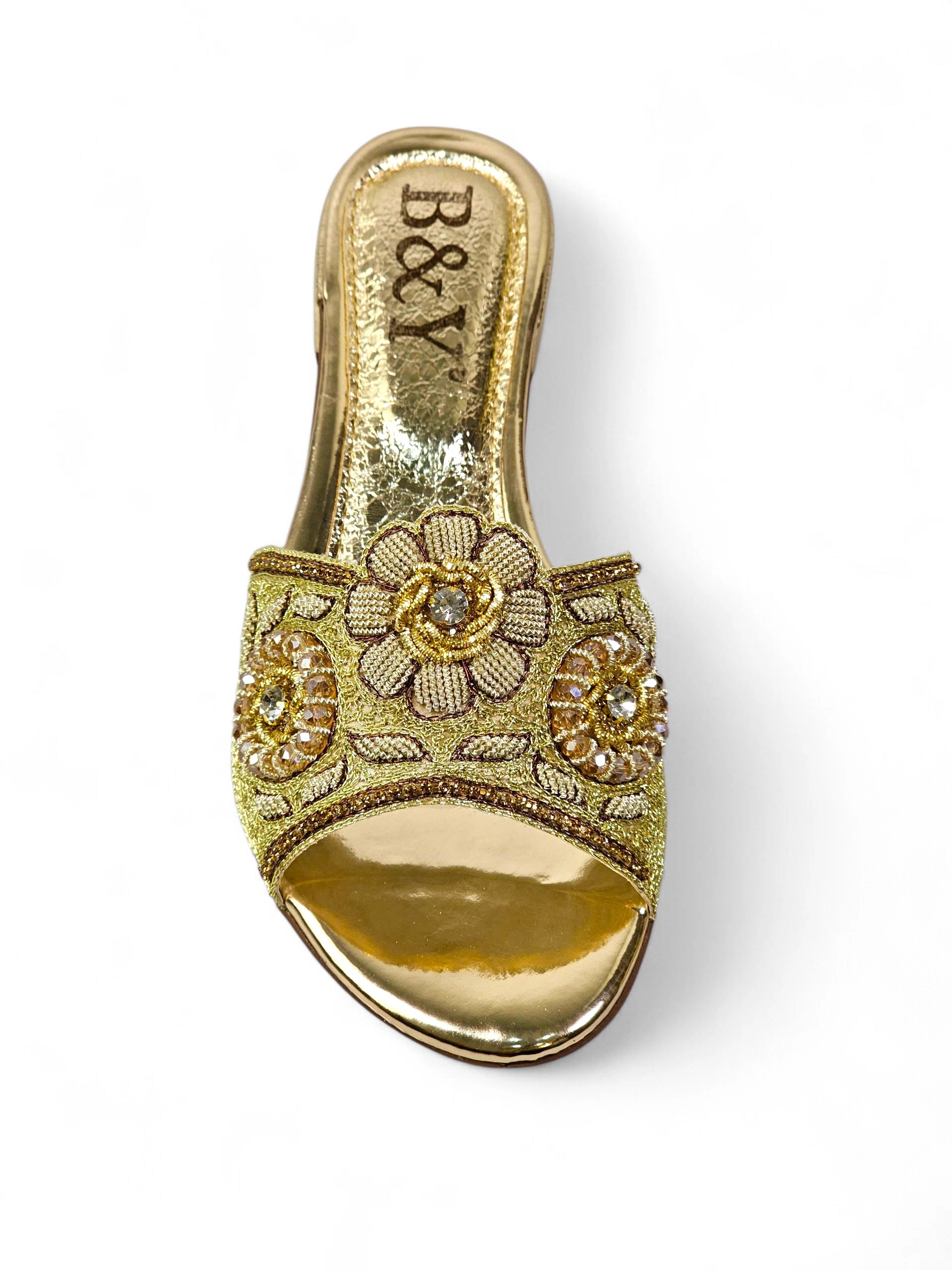 Tamanco 9367 Dourado Salto Bloco