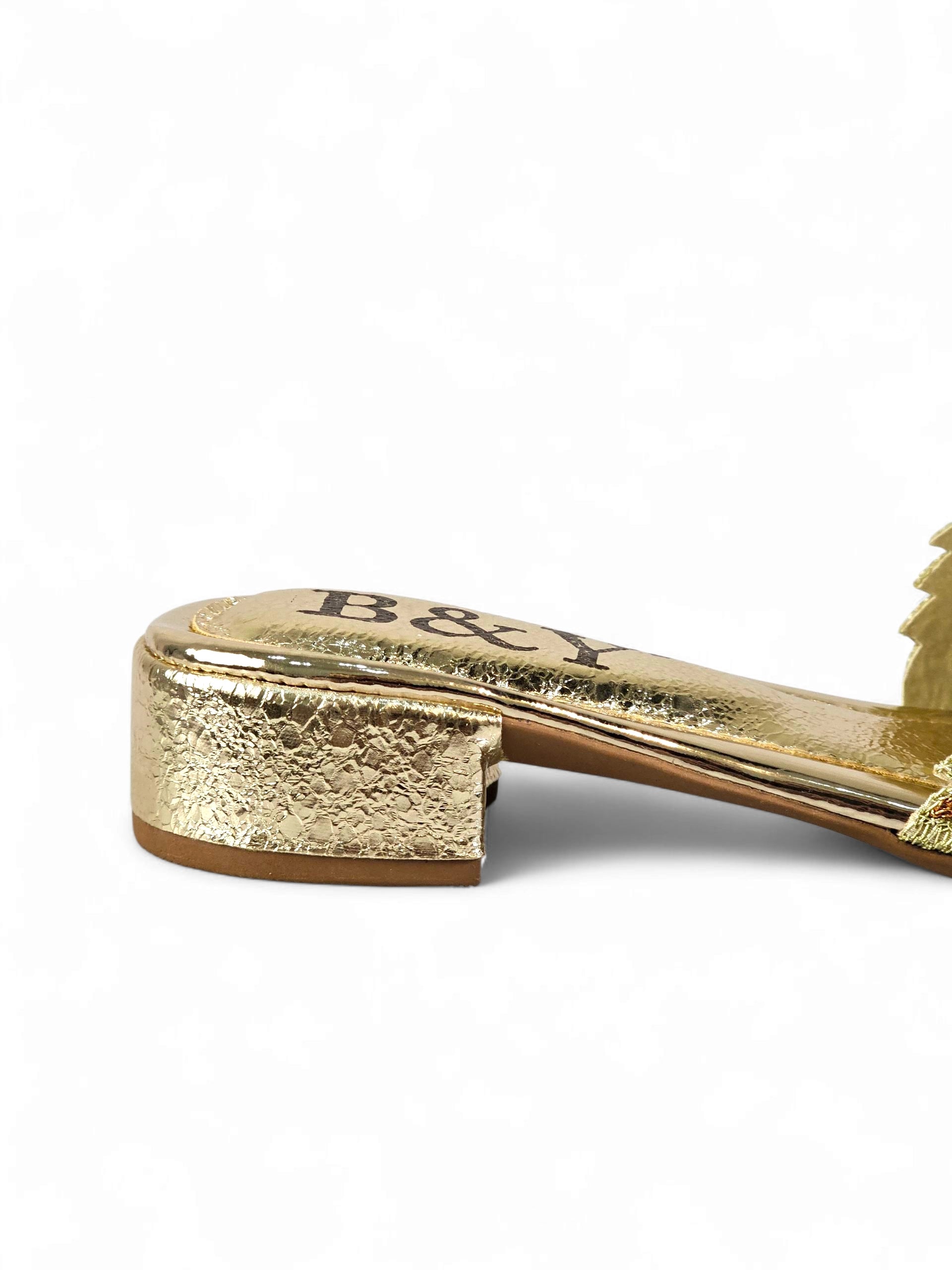 Tamanco 9768 Dourado Salto Bloco