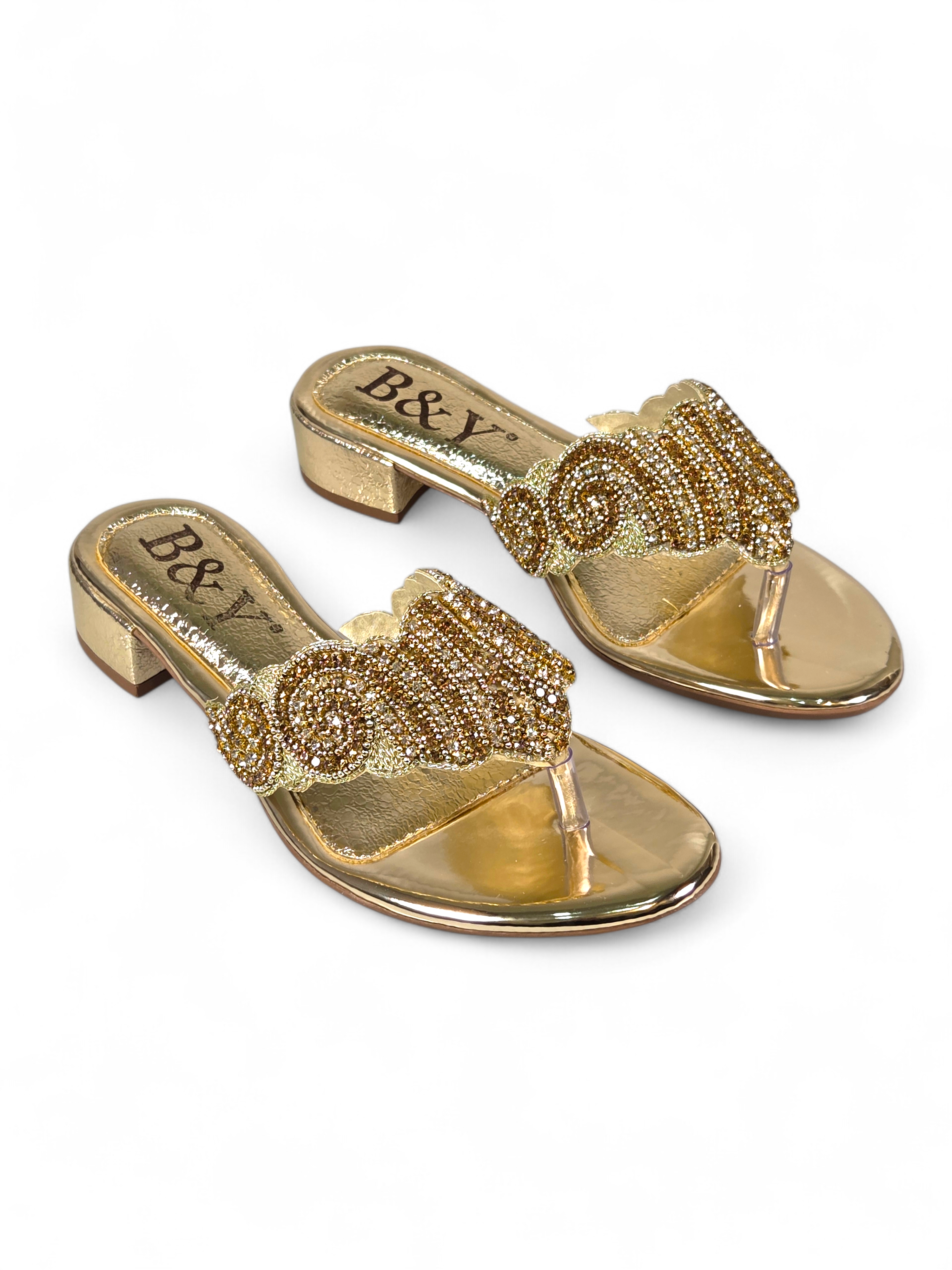 Chinelo 9827 Dourado Salto Bloco
