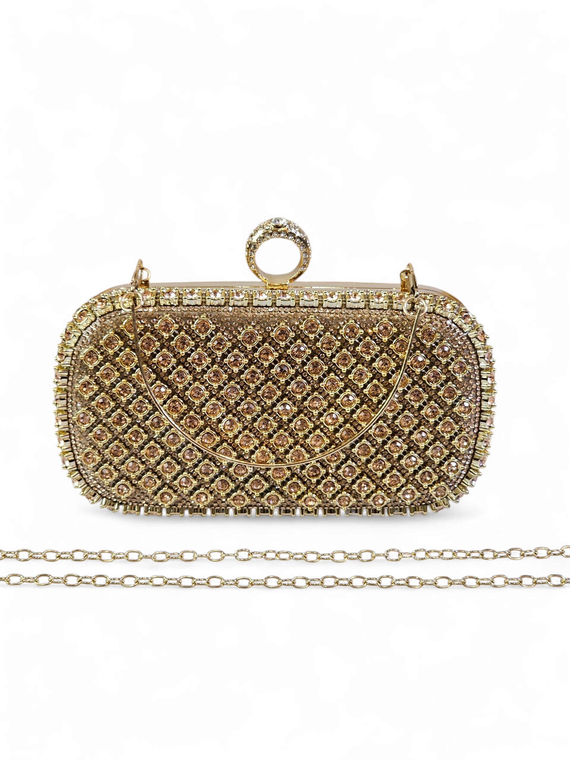 Bolsa Clutch Cristal Dourada 1004