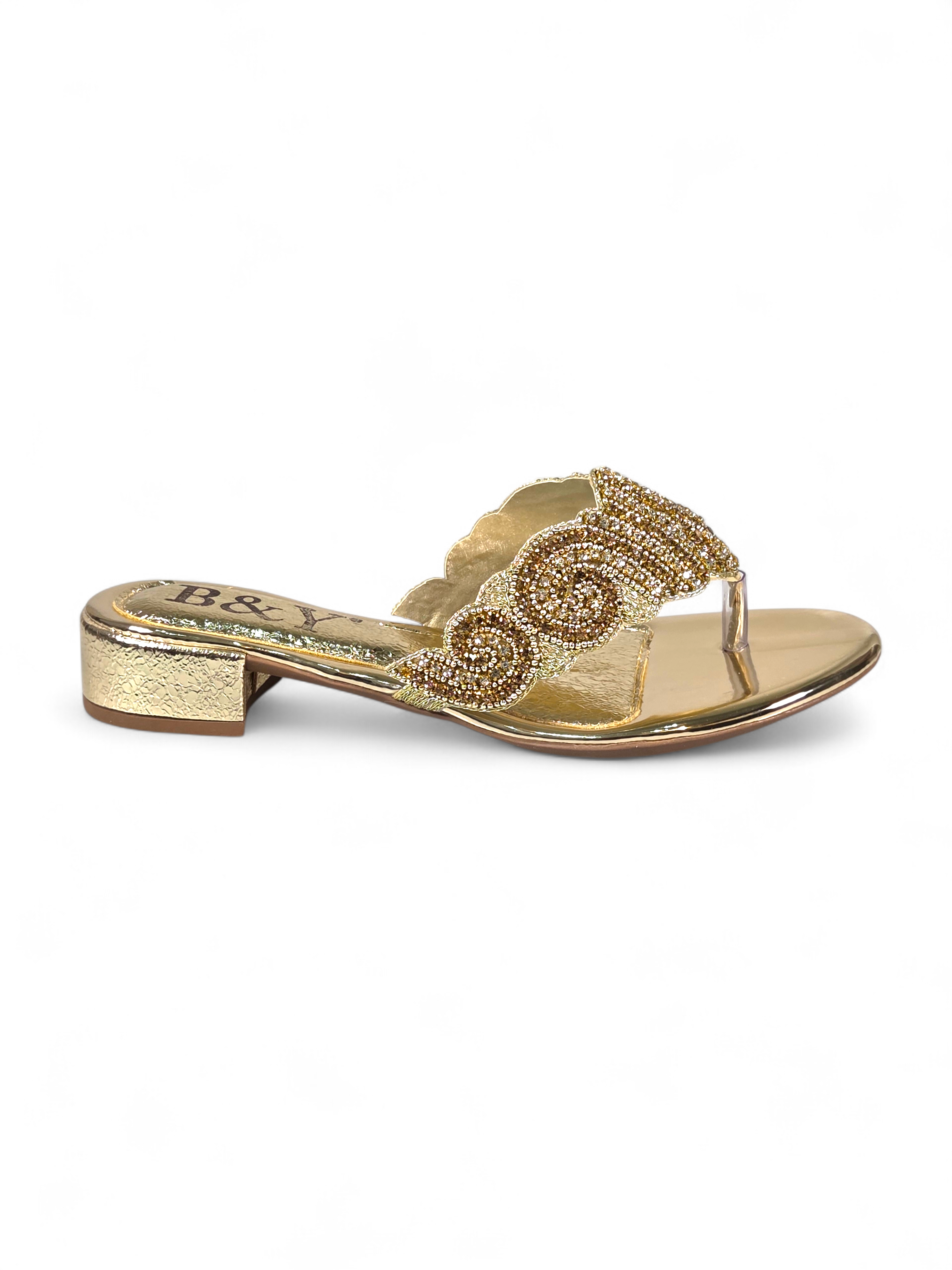 Chinelo 9827 Dourado Salto Bloco