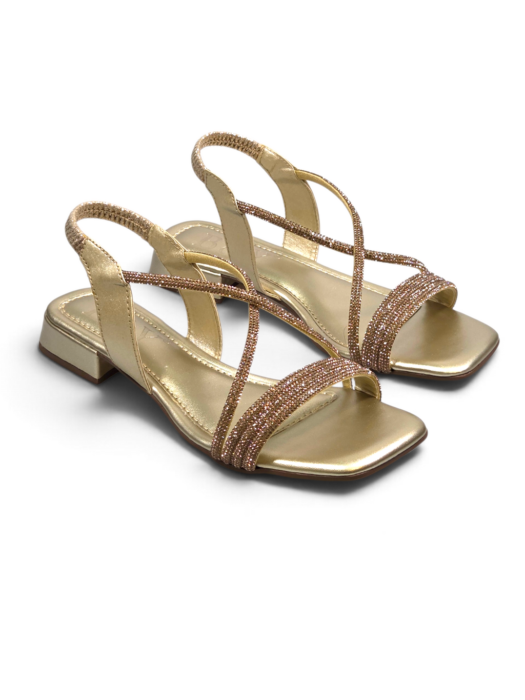 Sandália 9867 Dourado Salto Baixo 2 cm