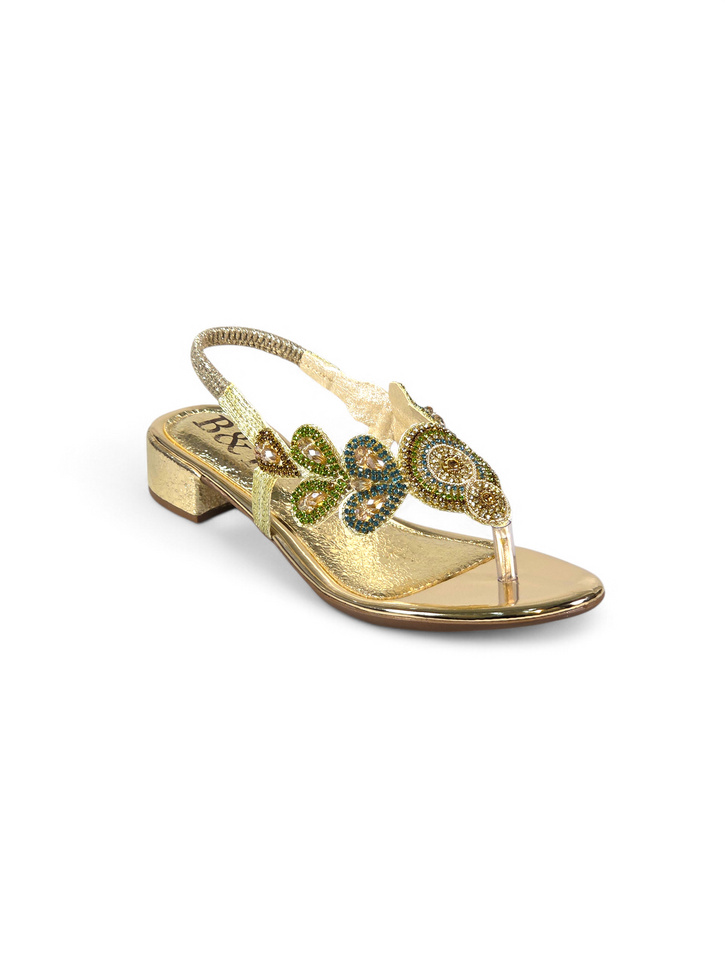 Sandália 4020 Dourado Com Salto Bloco