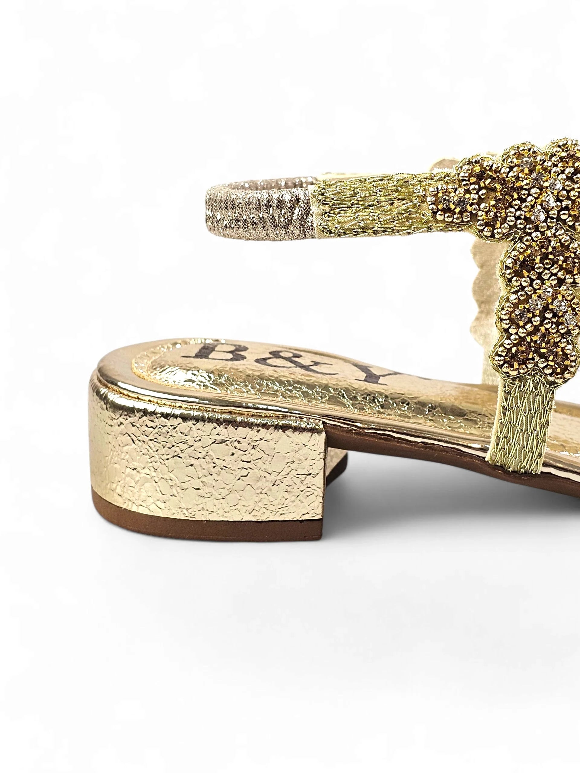 Sandália 8022 Dourado Com Salto Bloco 3 cm