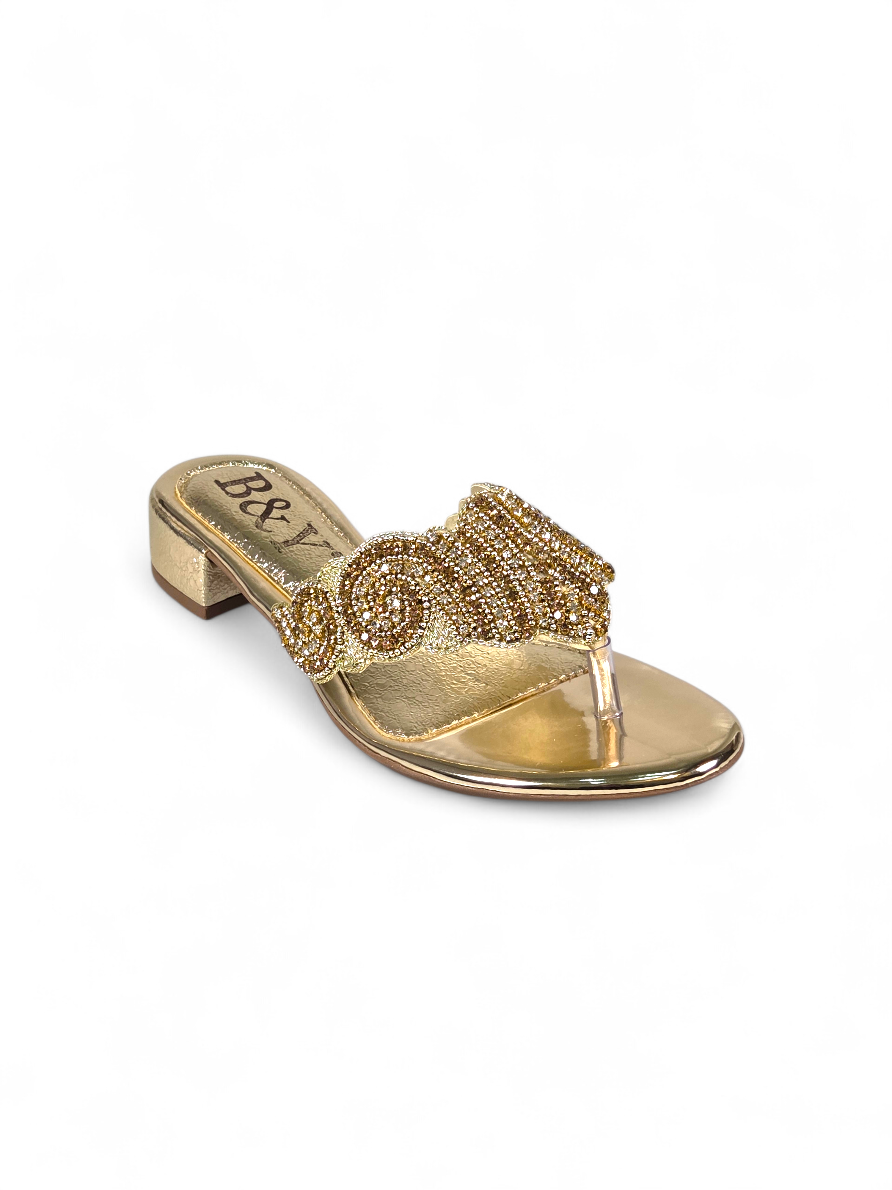 Chinelo 9827 Dourado Salto Bloco