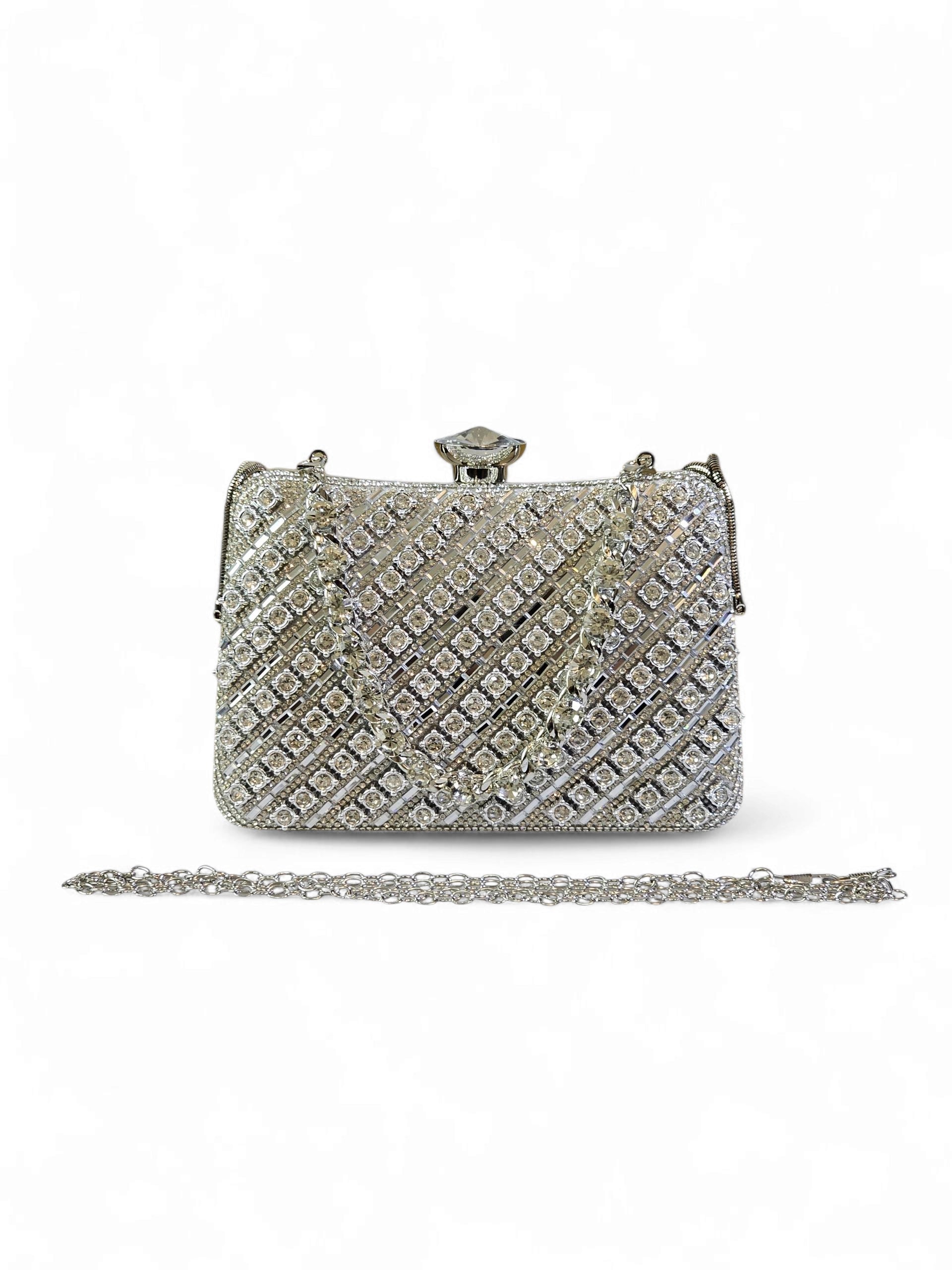 Bolsa Clutch Cristal Prata 020