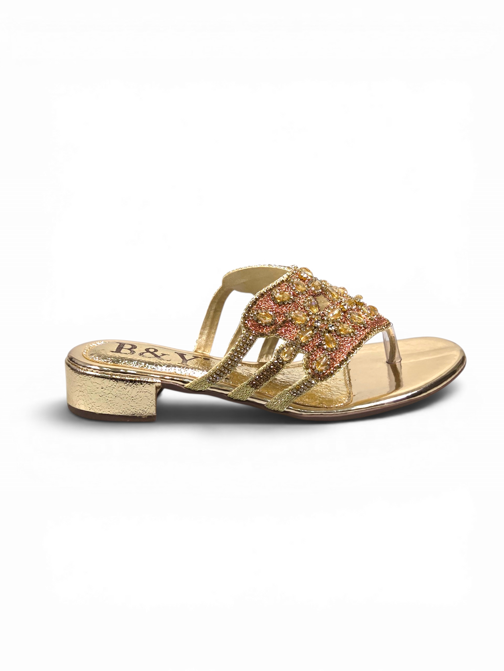 Chinelo 9836 Dourado Salto Bloco 3 cm