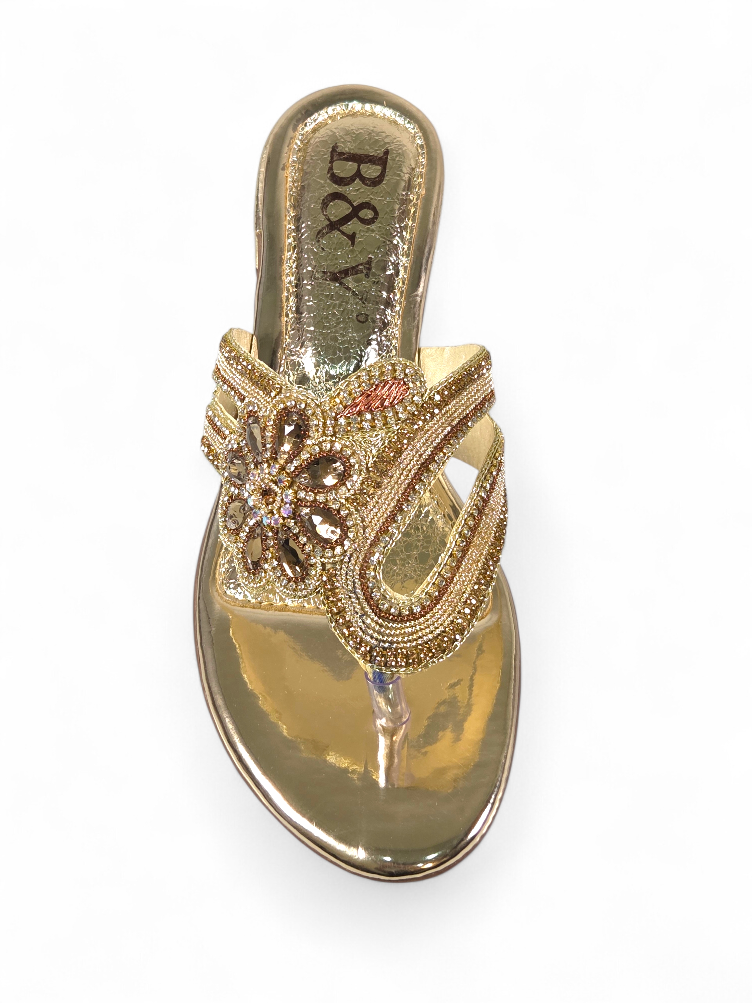 Chinelo 9821 Dourado Salto Bloco