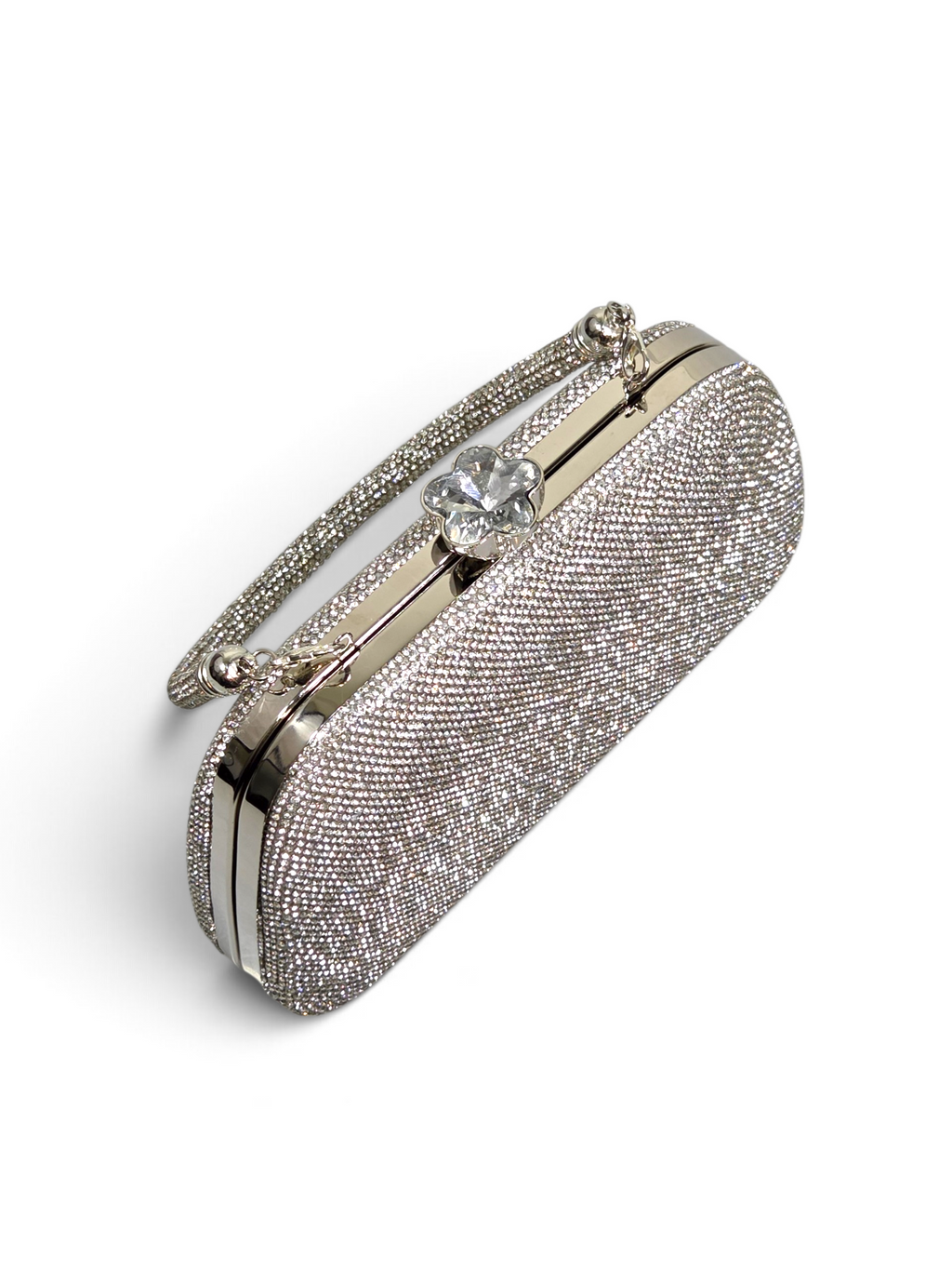 Bolsa Glamour Clutch Cristal Prata 1092