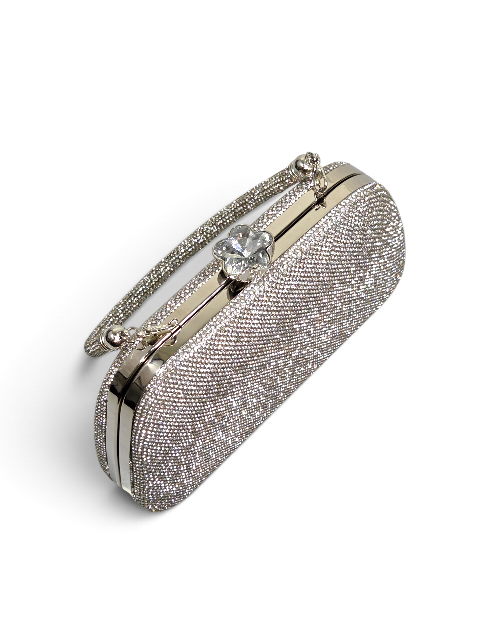 Bolsa Glamour Clutch Cristal Prata 1092