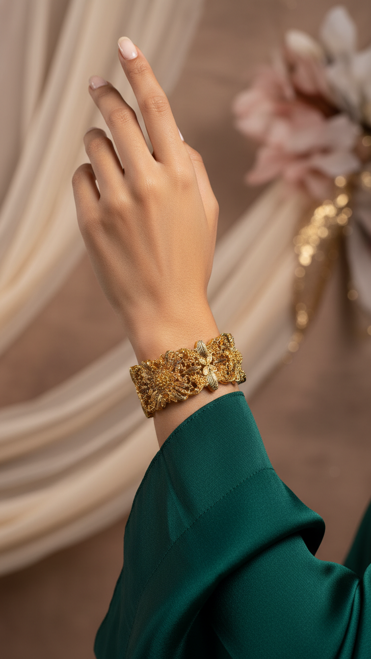 Bracelete Folheado Semi Joia Dourado #1014