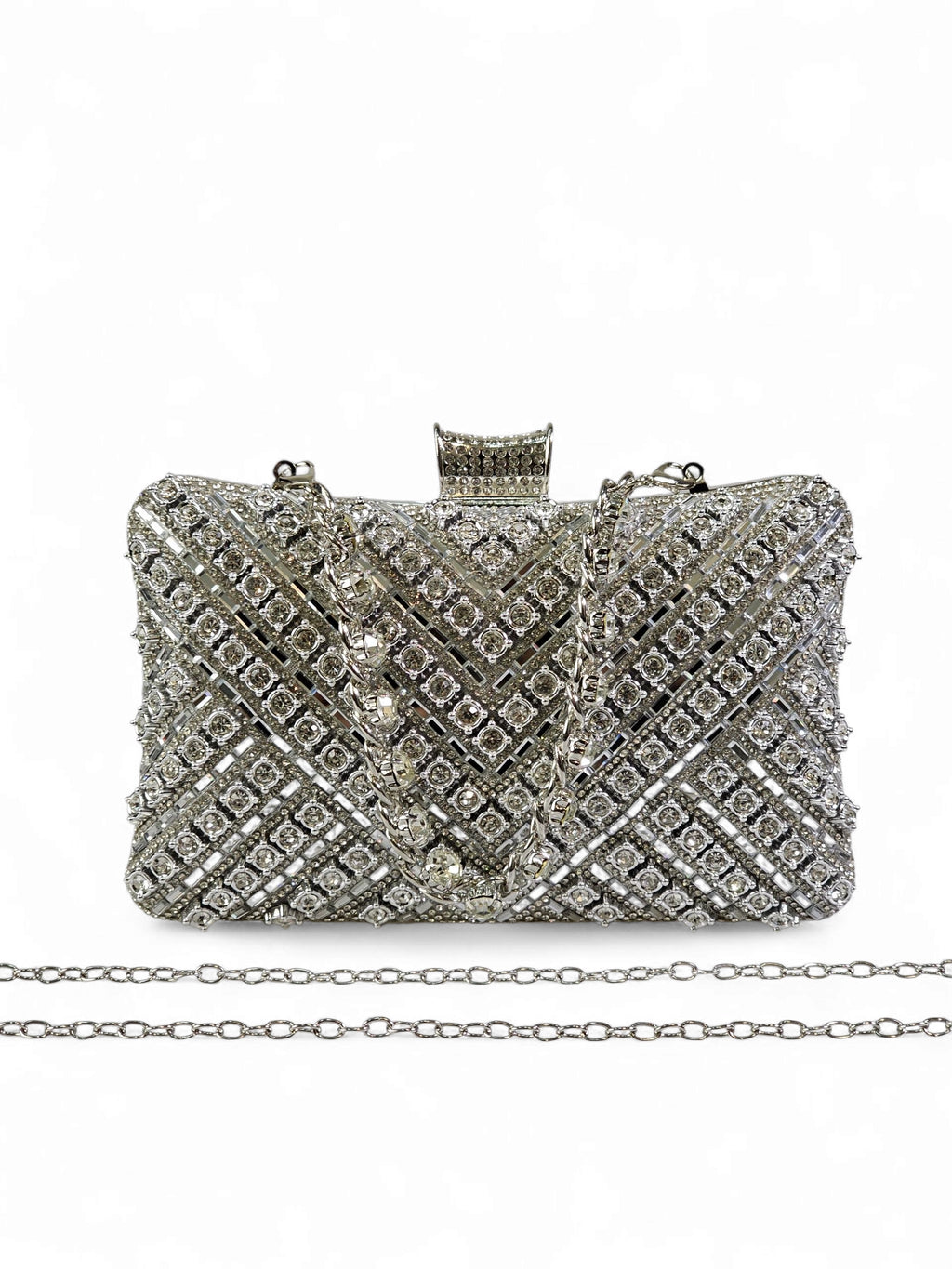Bolsa Clutch Cristal Prata 010
