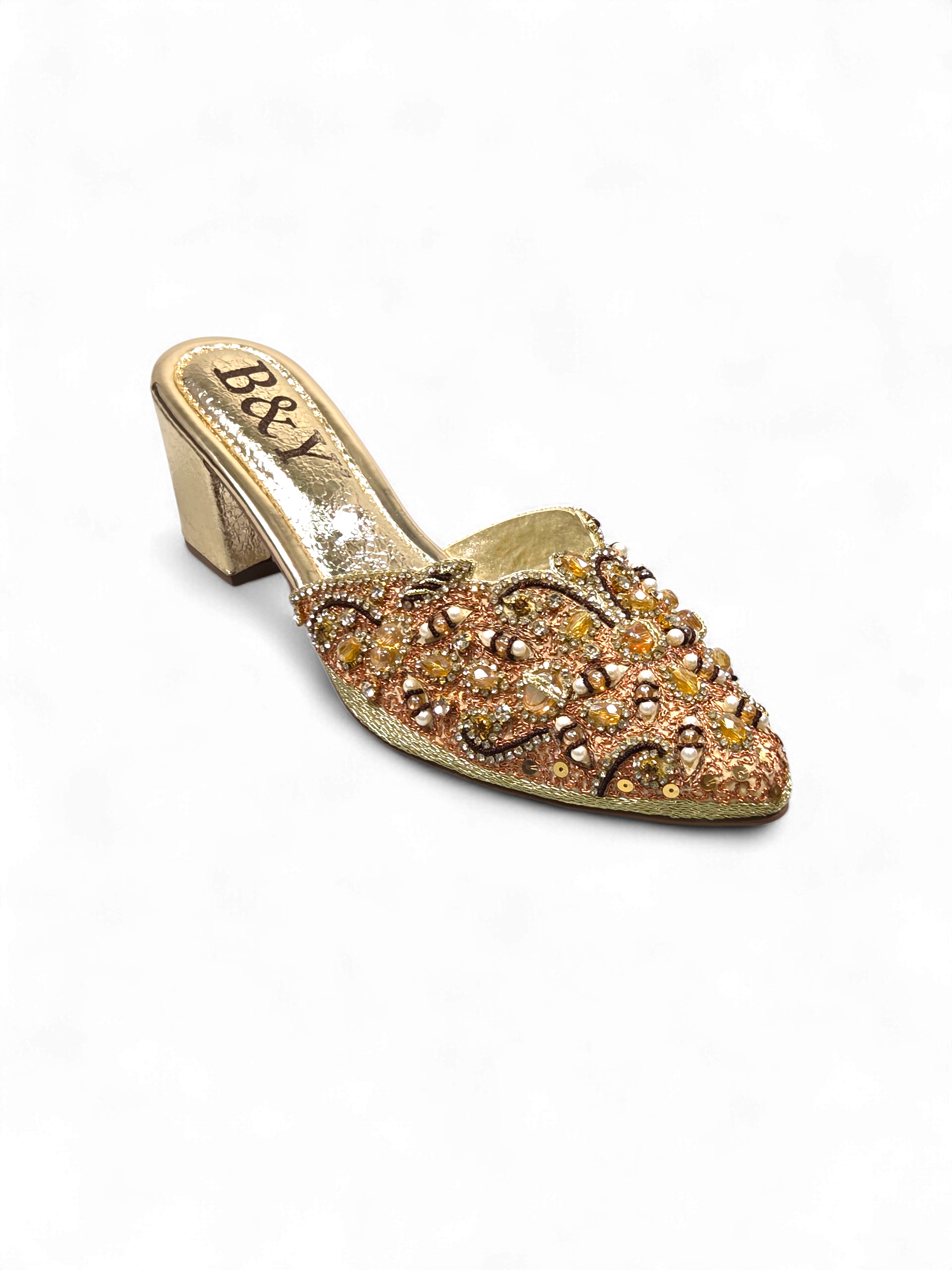 Mule 9212 Dourado Salto Médio 6 cm