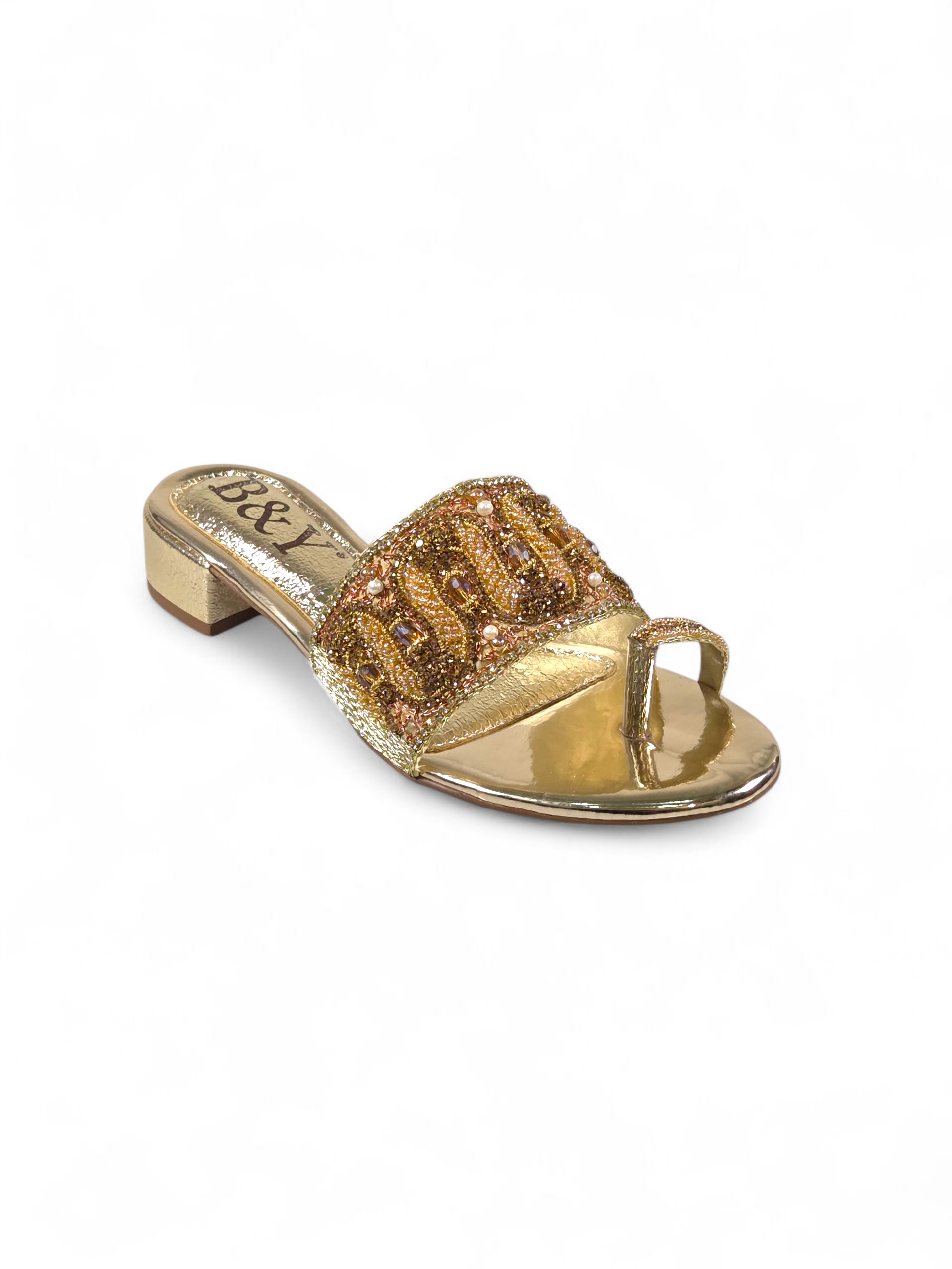 Tamanco 9627 Dourado Salto Bloco