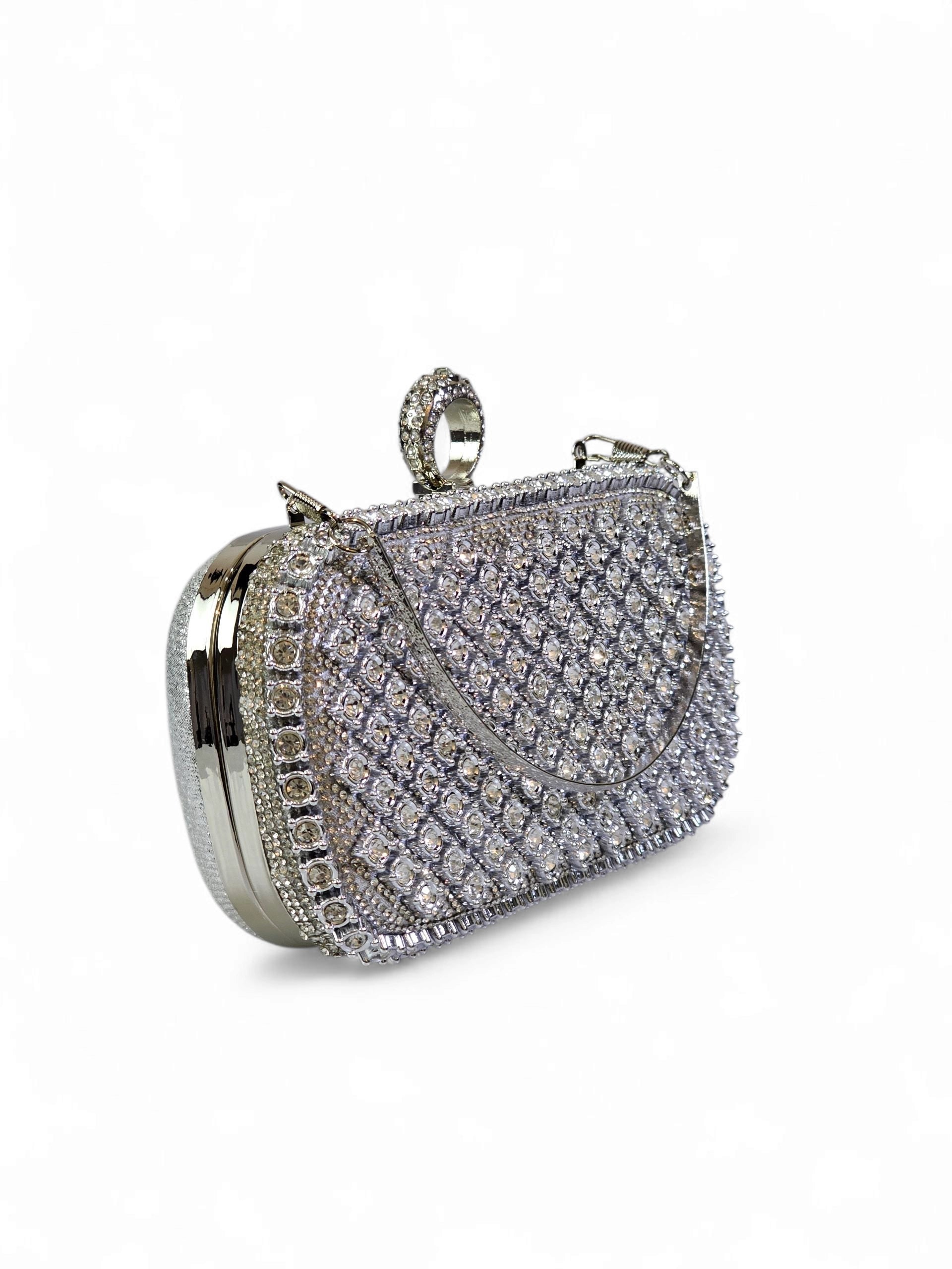 Bolsa Clutch Cristal Prata 018