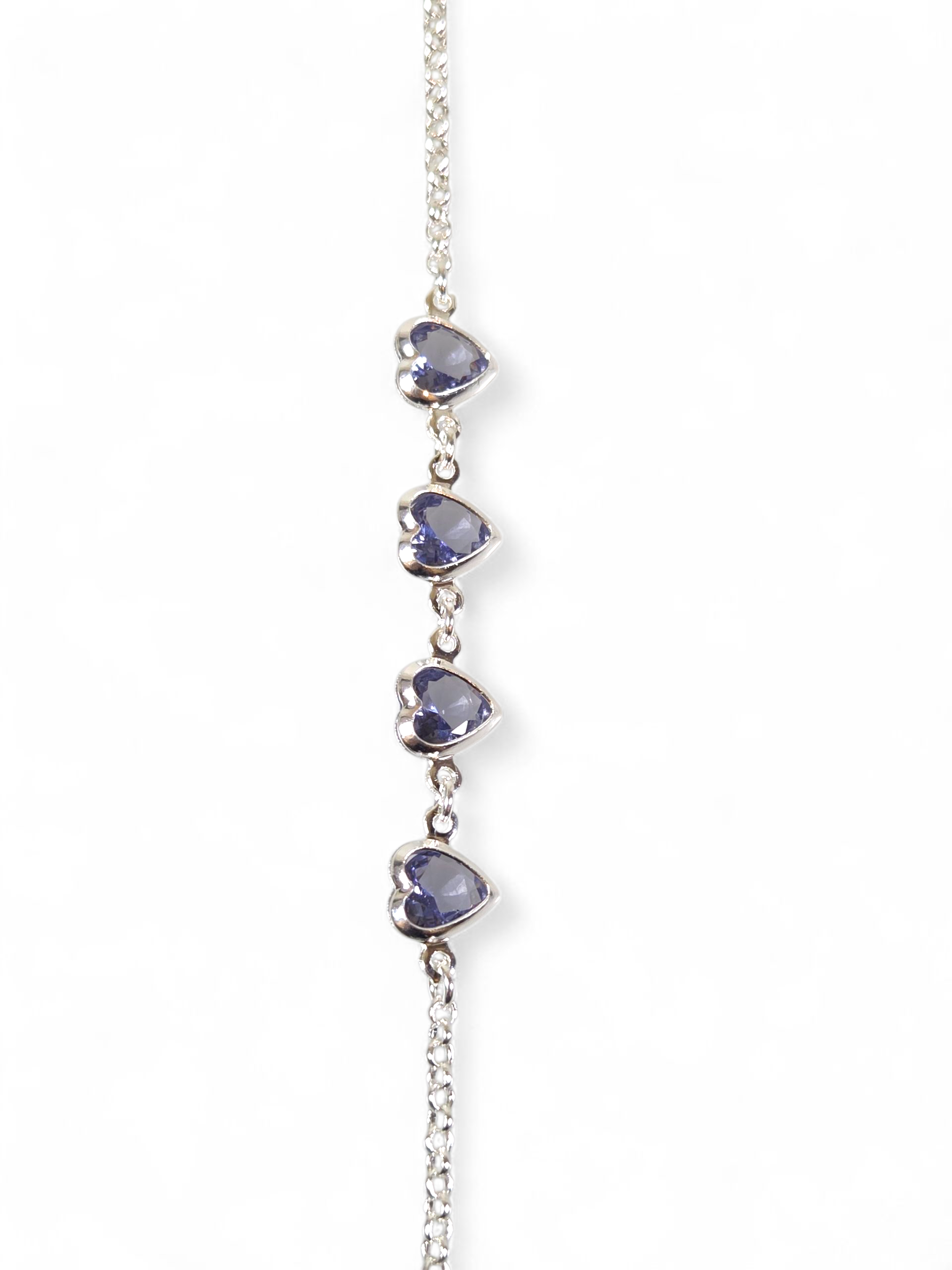 Pulseira Prata 925 Coração com Zircônias Lilac 1014