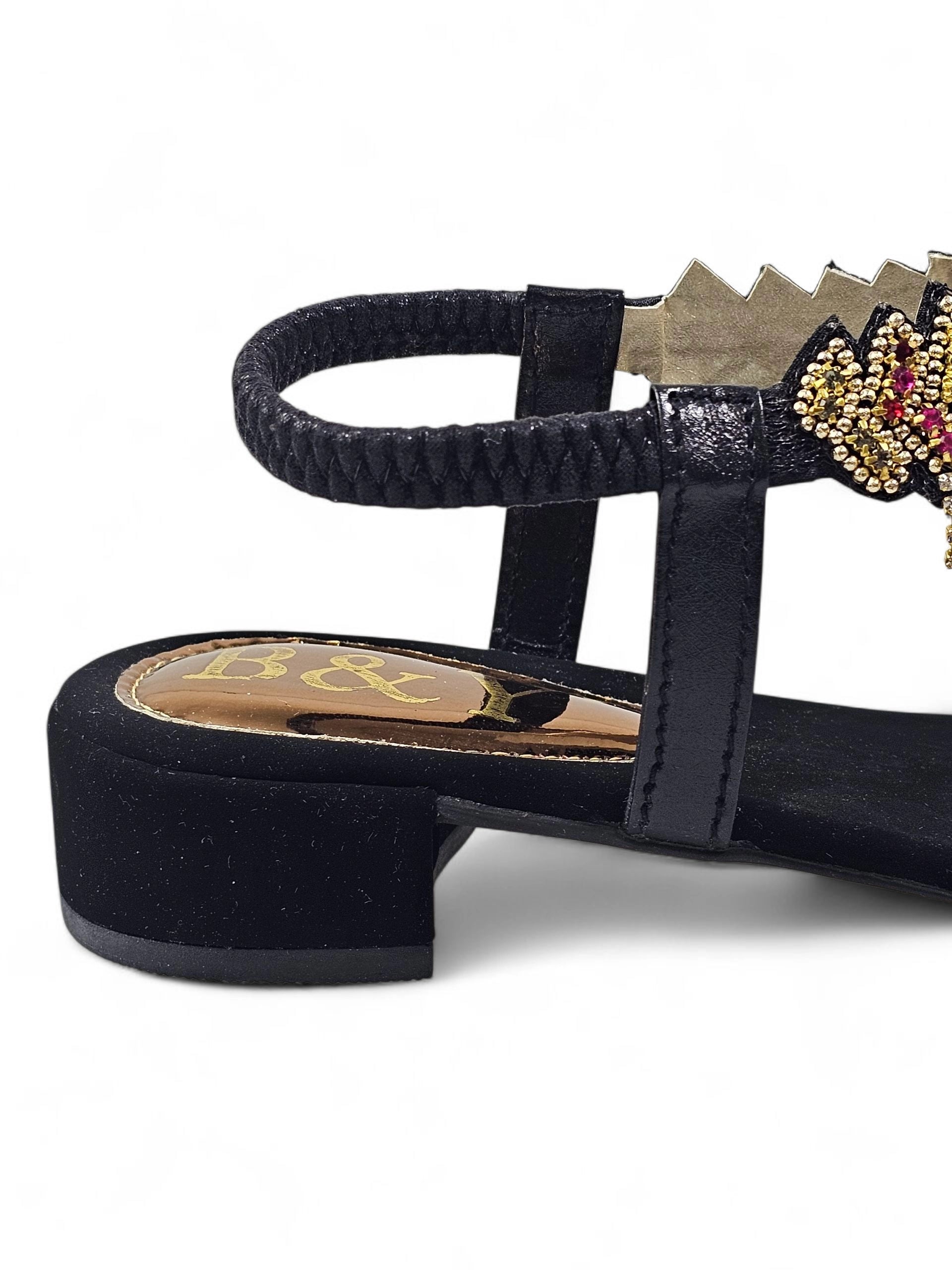 Sandália 9542 Preto Com Salto Bloco 3cm