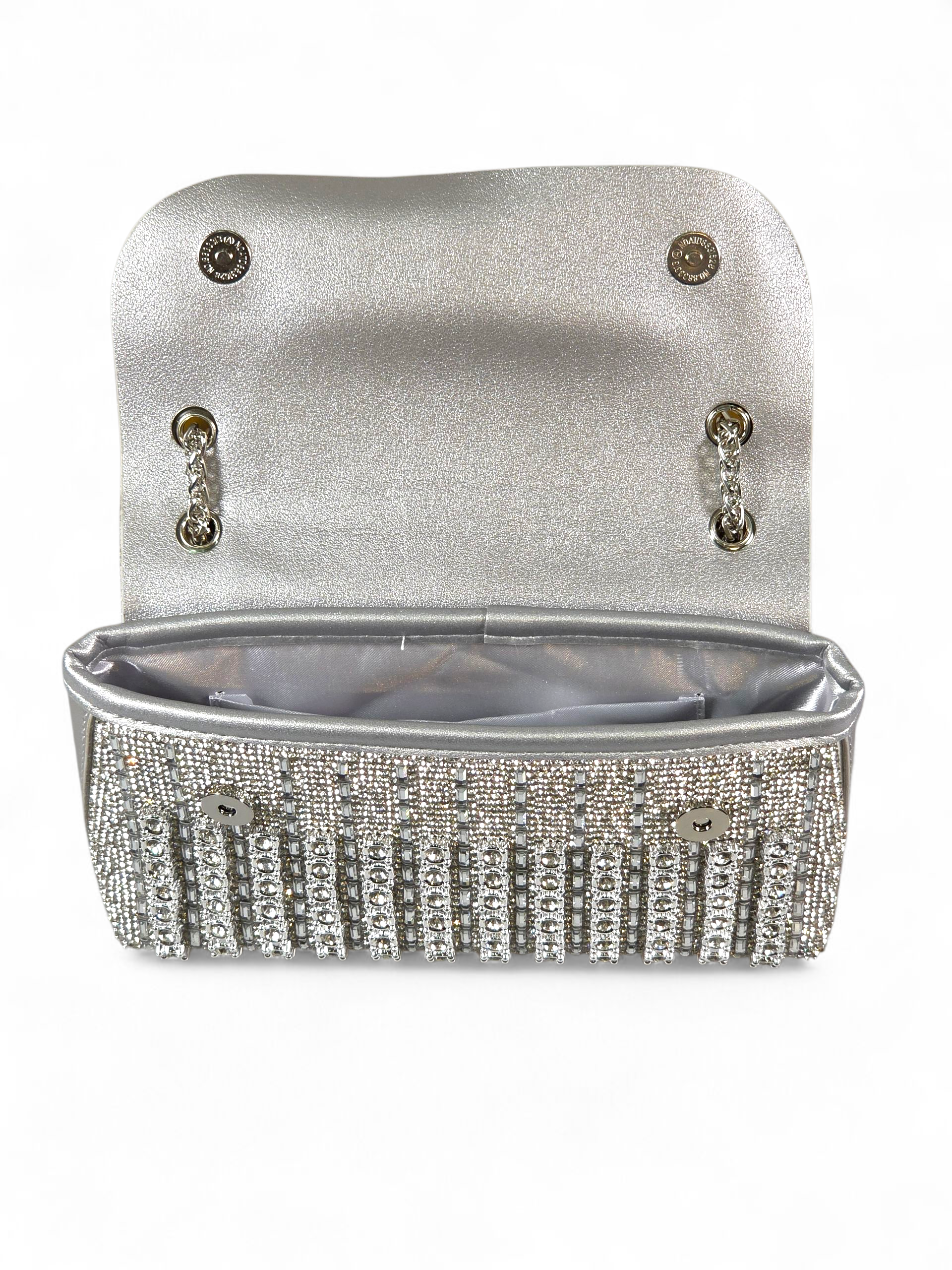 Bolsa Luxo Cristal Prata 1044